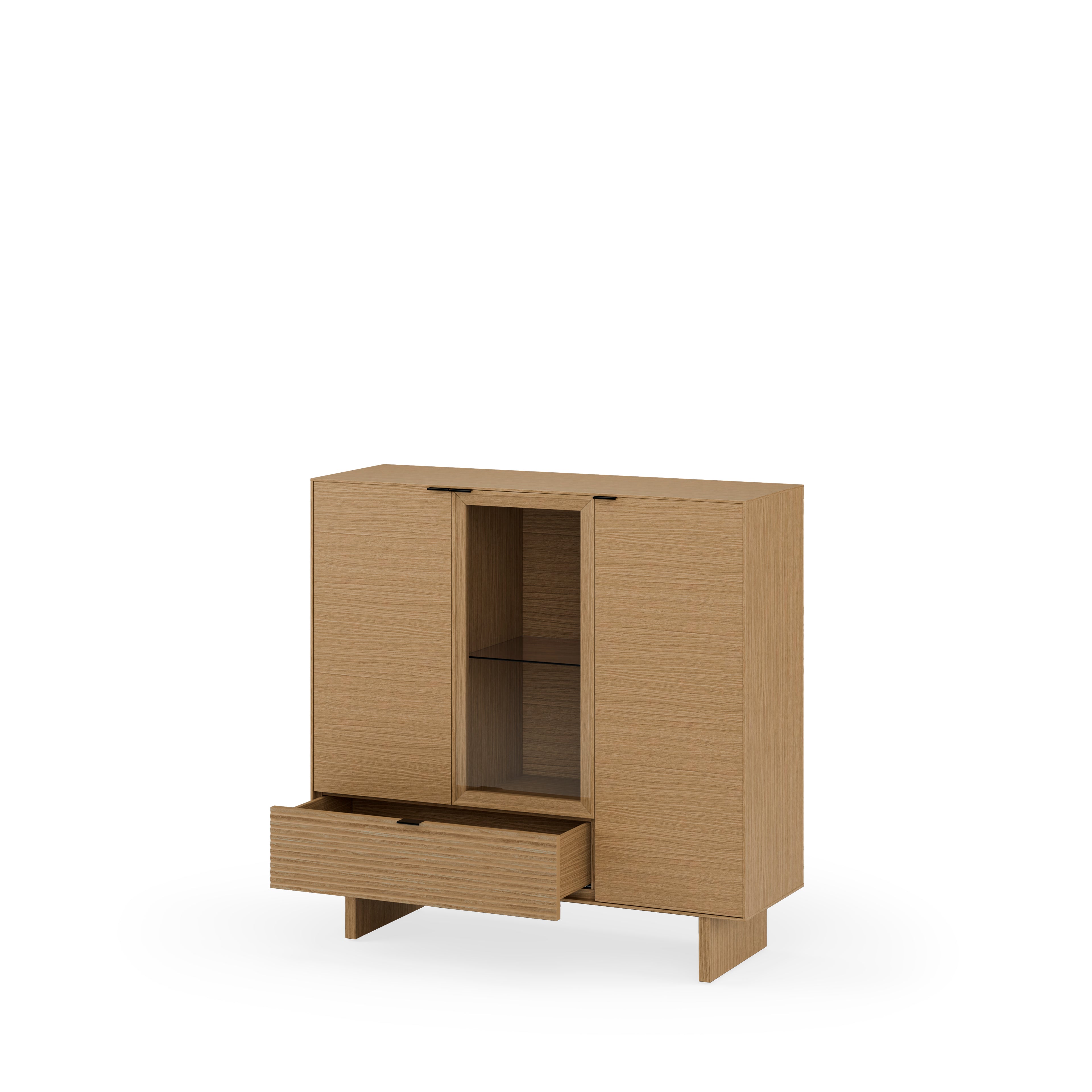 Tulsa tall oak sideboard with wooden legs