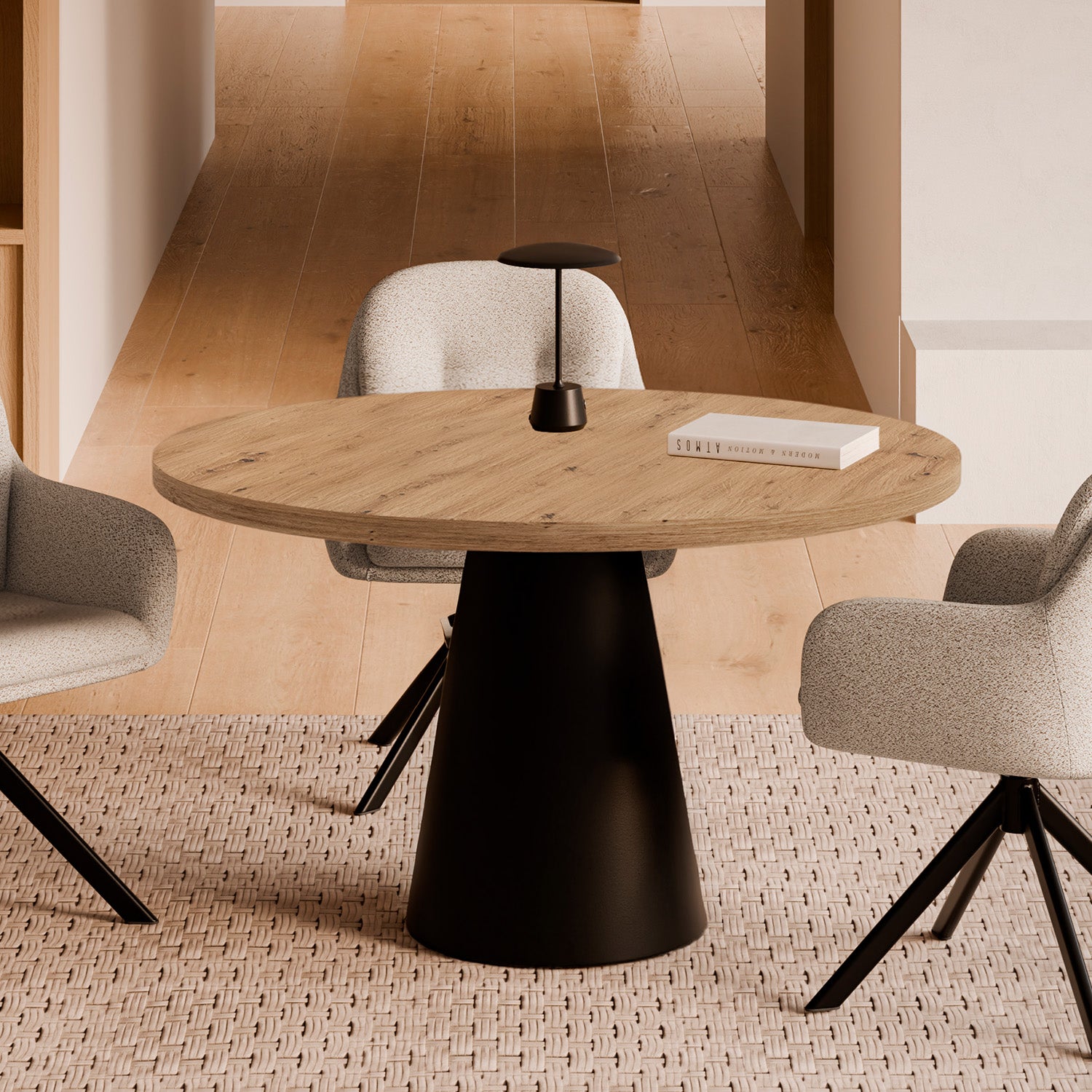 Mesa Holly Redonda100 Natural / Preto