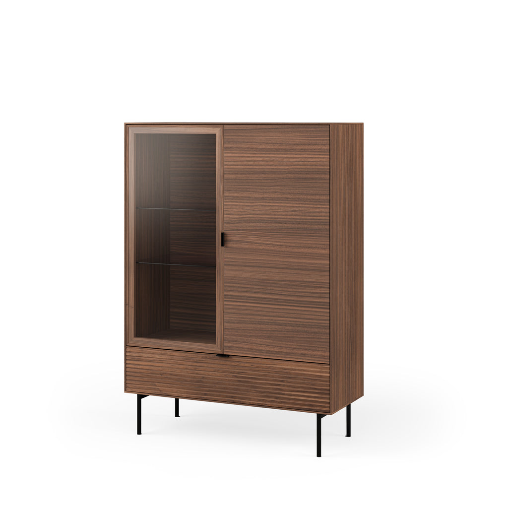 Low display cabinet Tulsa walnut metal legs