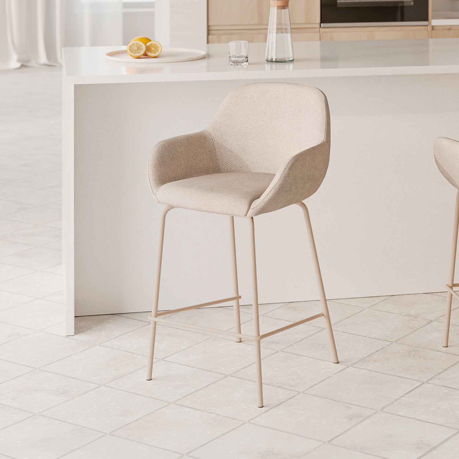 Beige jacob stool with beige legs