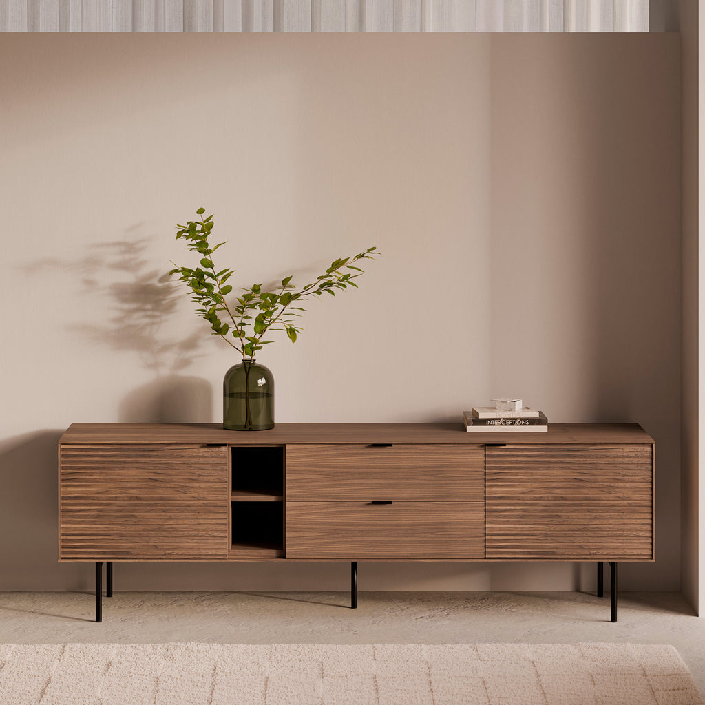 TV cabinet 180cm, walnut, metal legs