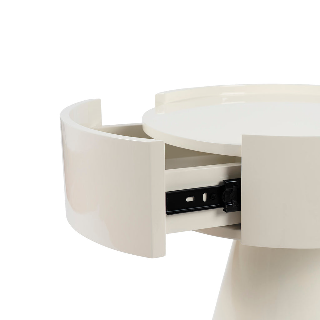 Mesa de Cabeceira James Bege Brilhante