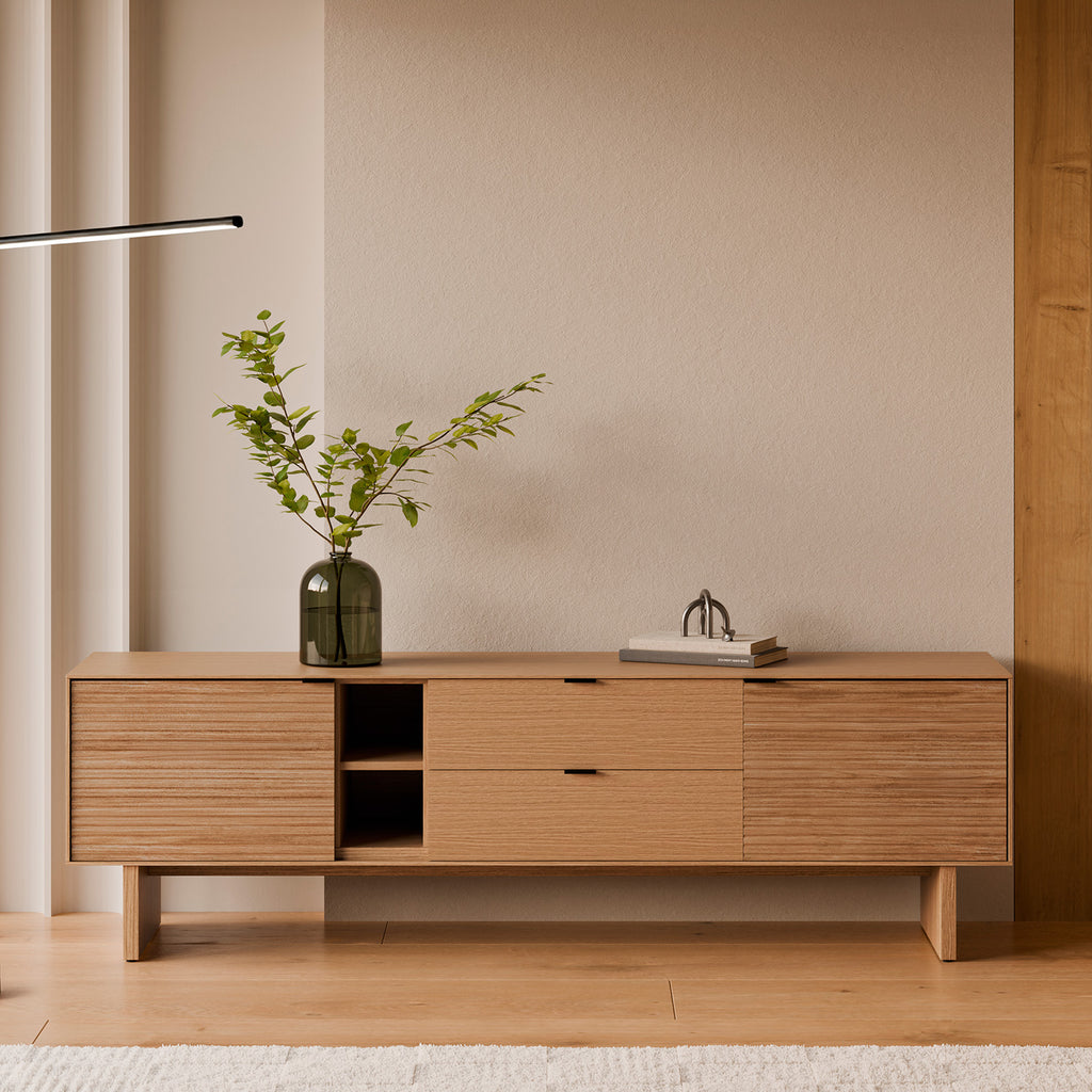 TV stand 180 Tulsa oak wood legs