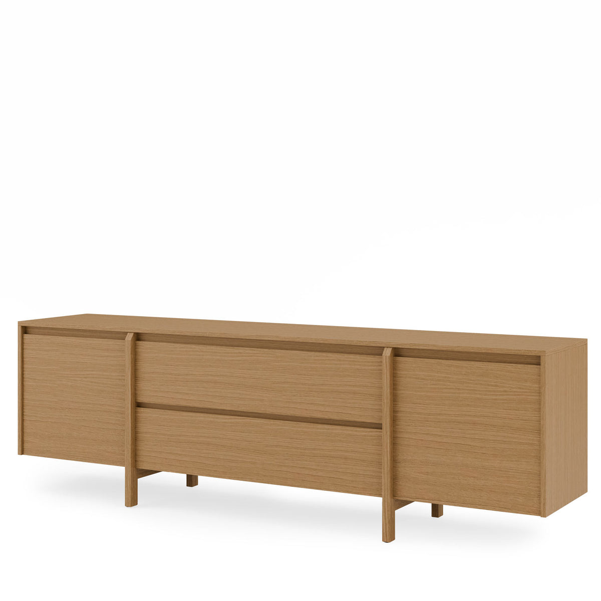 Pacific oak TV stand with 200 doors/drawers