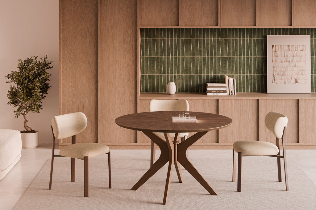 Rumi chair beige/walnut legs