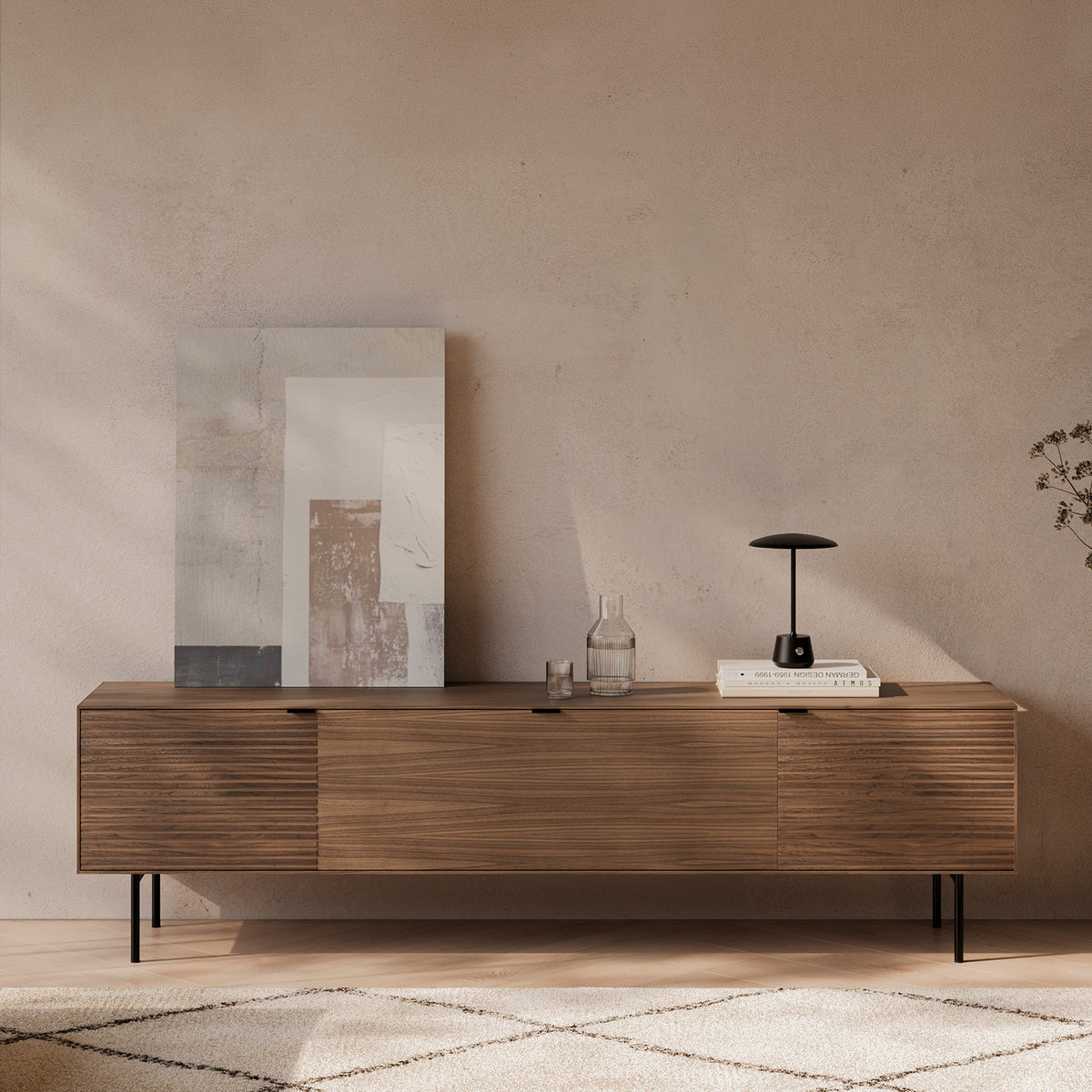 TV cabinet 200 cm Tulsa walnut metal legs
