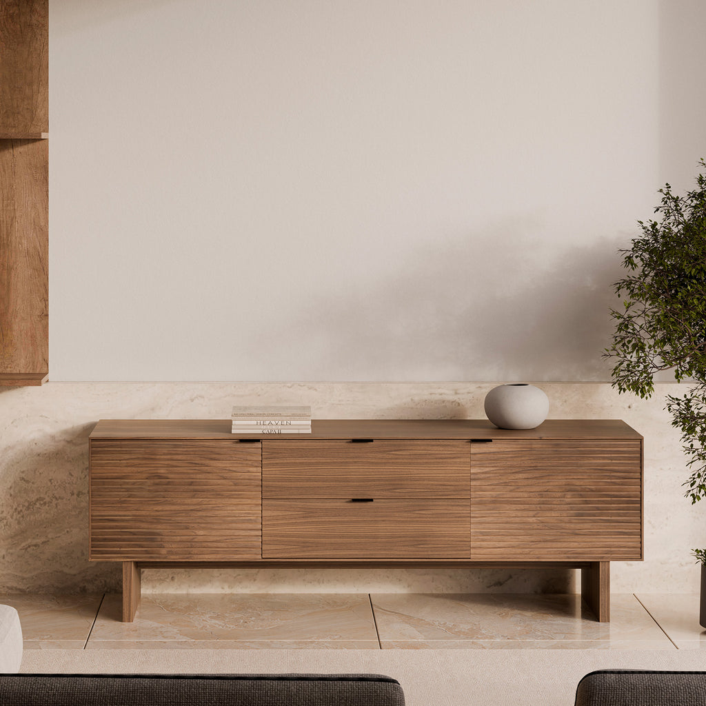 Tulsa 160 walnut TV unit with wooden legs