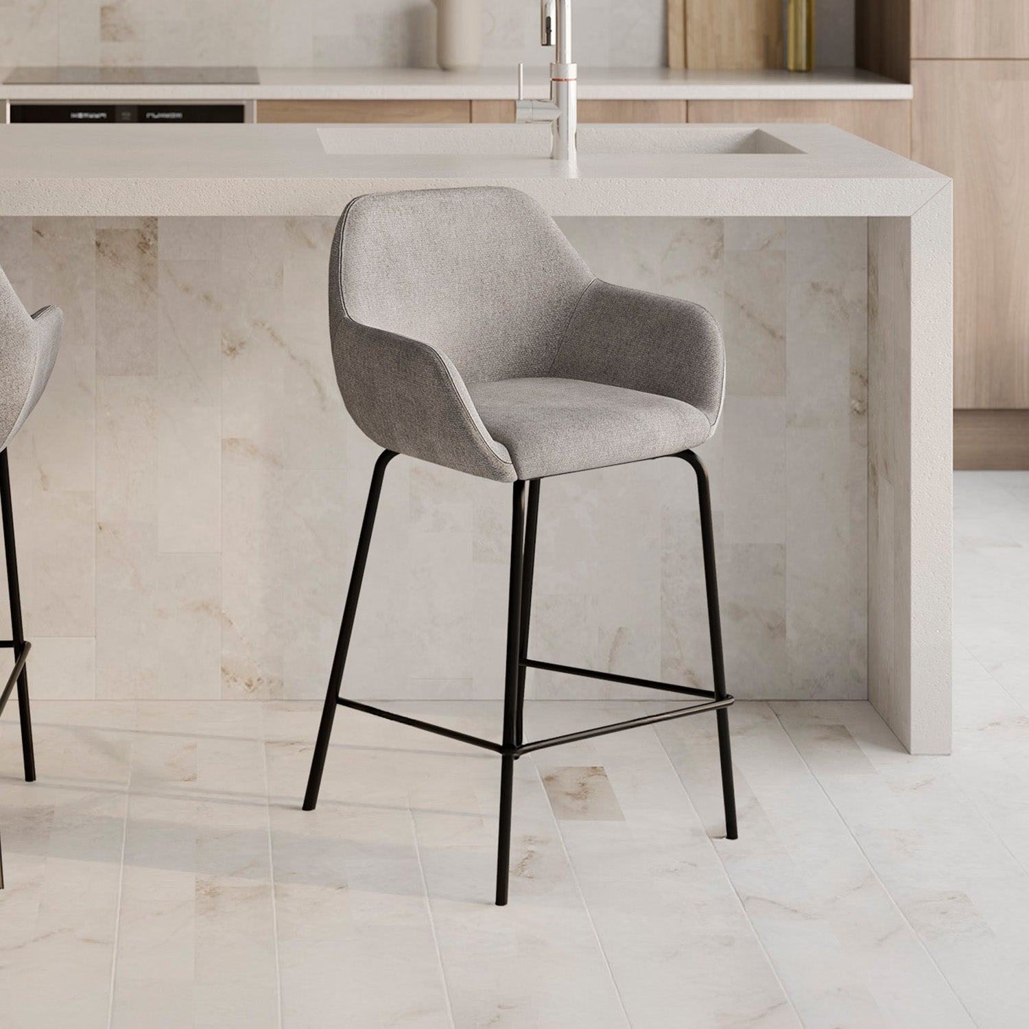 Light gray Jacob stool with black legs