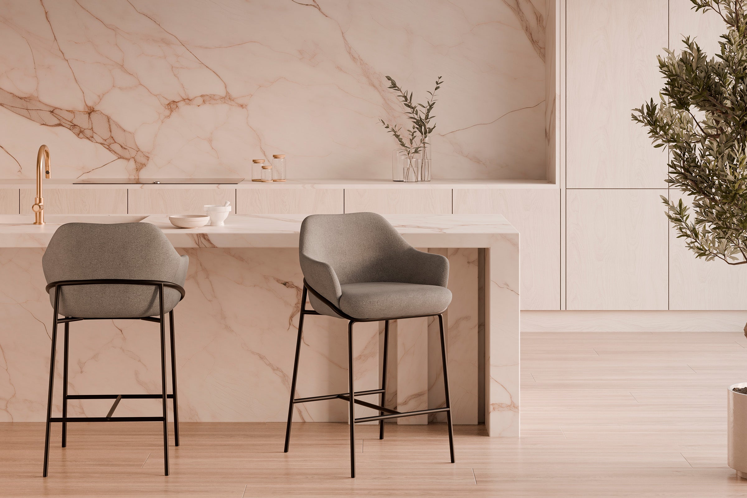 Thomas taupe stool/black legs