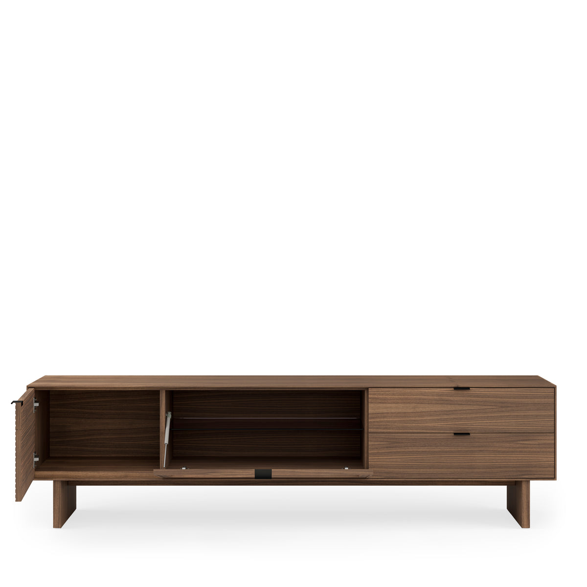 TV unit 200 doors (wood+glass)+Tulsa drawers walnut wood legs