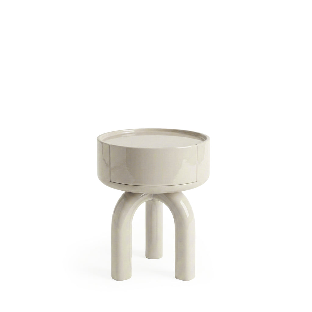 Mesa de Cabeceira Arnold Bege Brilhante
