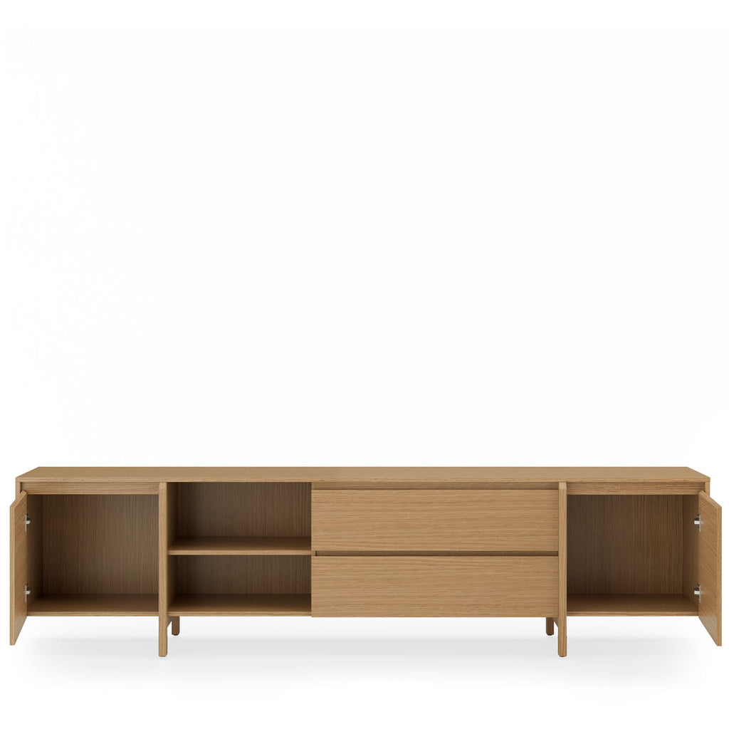 240-drawer Pacific oak TV stand