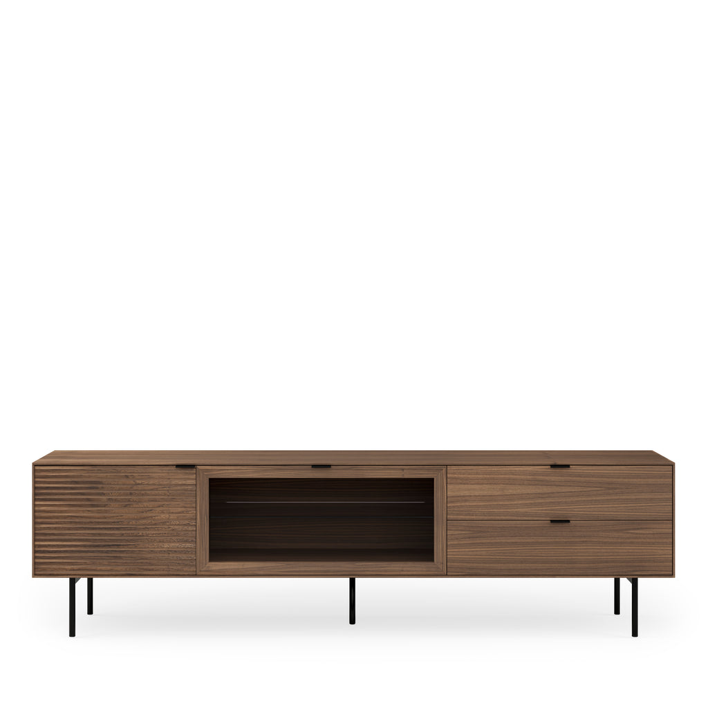TV cabinet 200 ptas (wood+glass) + Tulsa walnut drawer metal leg
