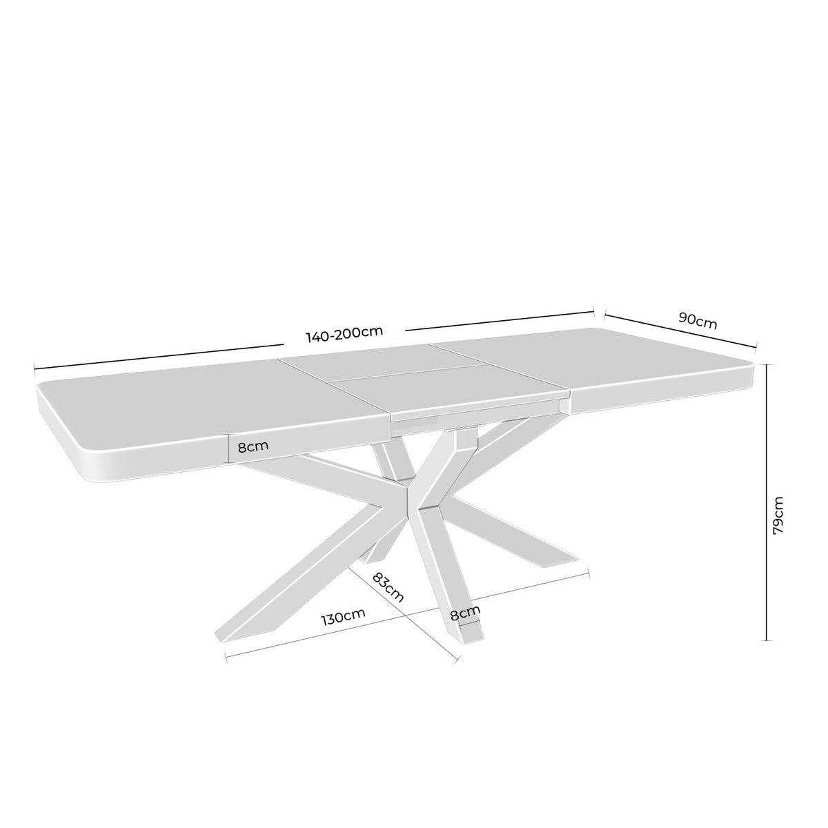 Gladys 140 rect. ext. table oak/black
