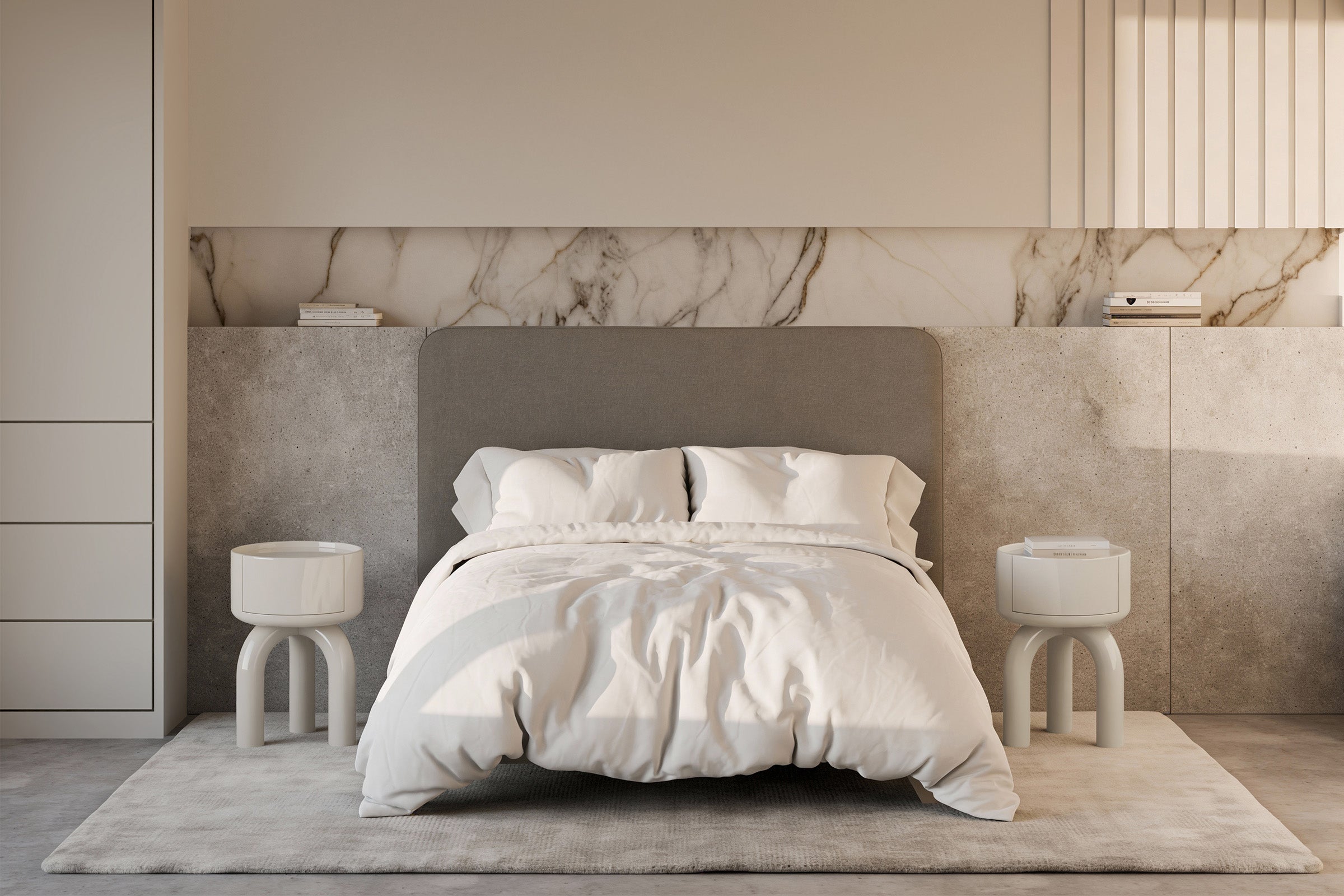 Arnold glossy beige bedside table