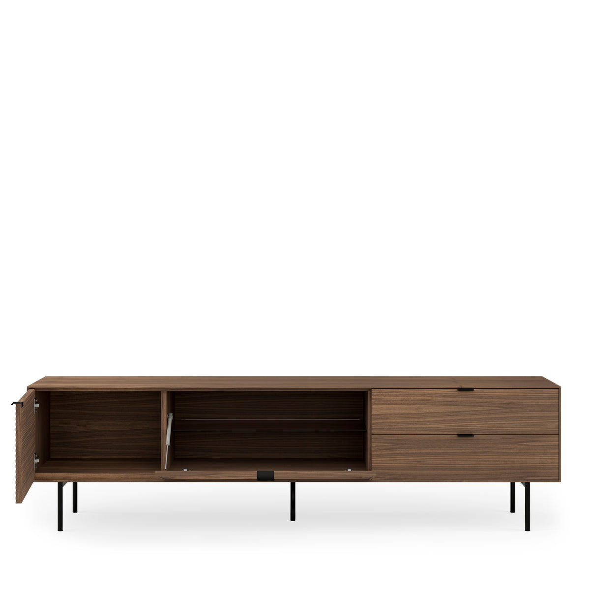 TV cabinet 200 ptas (wood+glass) + Tulsa walnut drawer metal leg