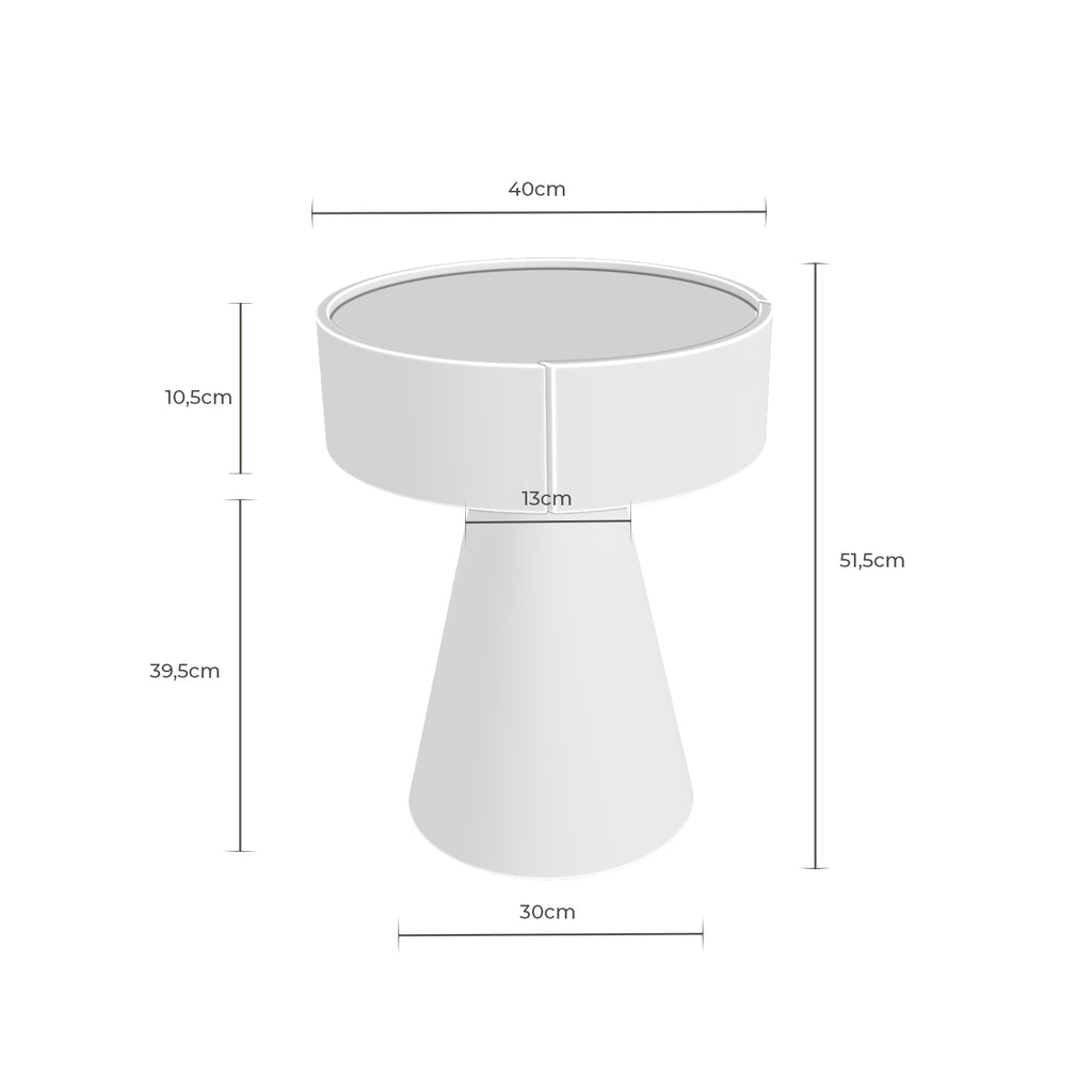 Mesa de Cabeceira James Bege Brilhante