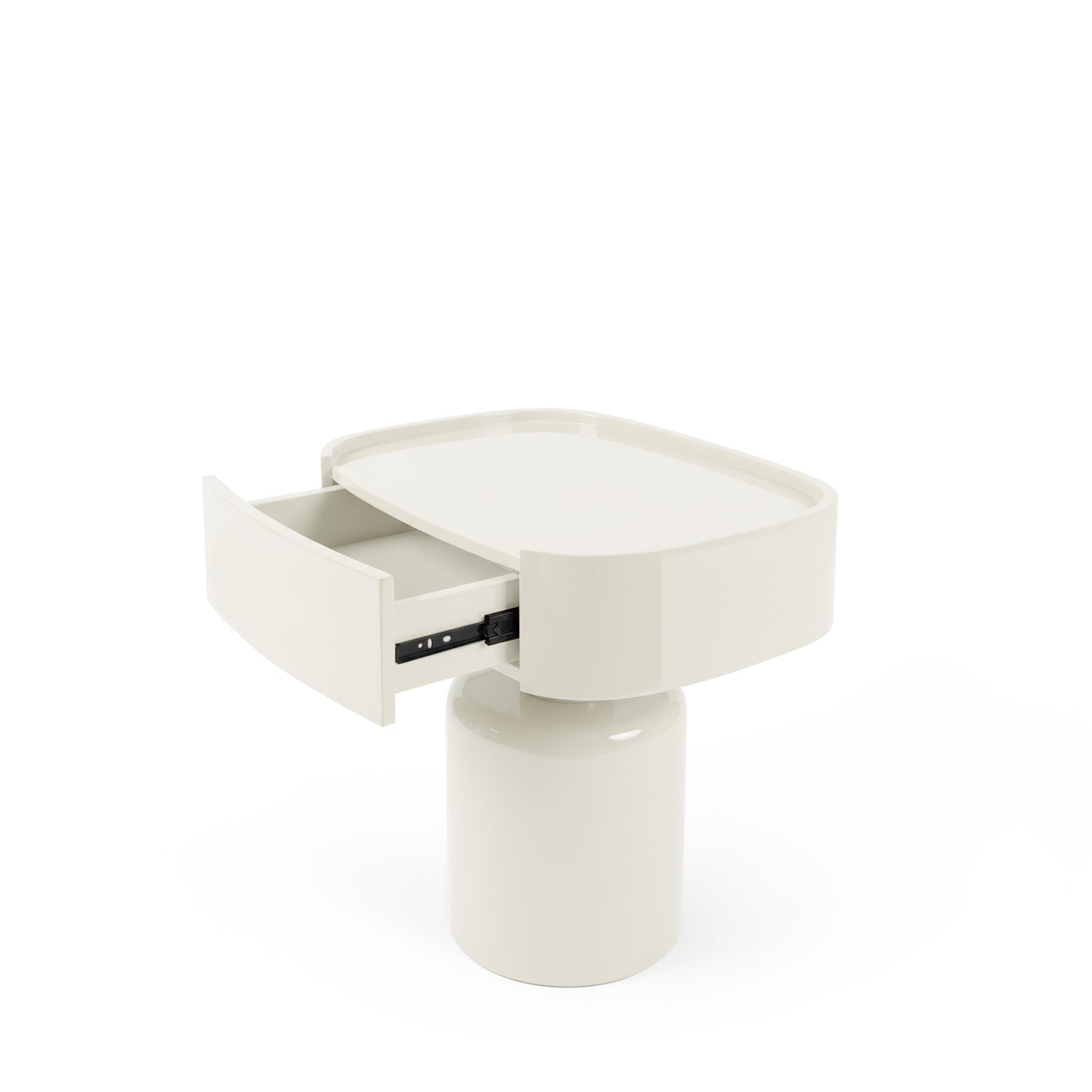 Benja glossy beige bedside table