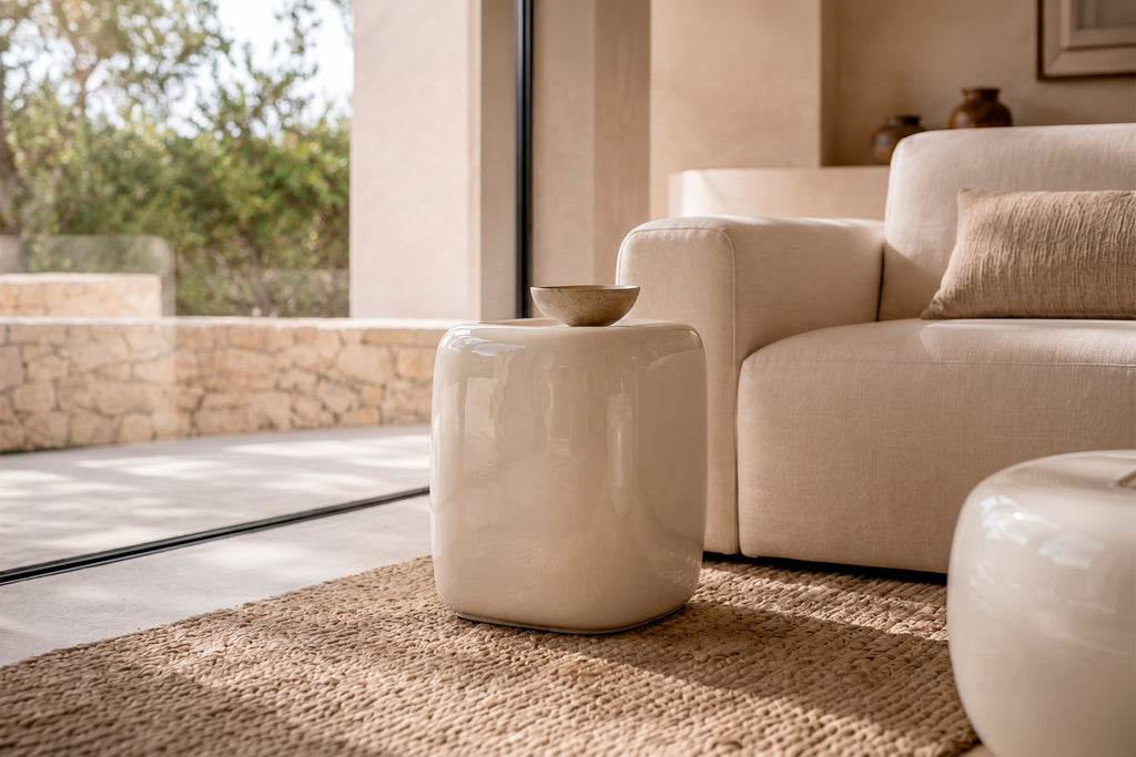 Clay beige glossy coffee table