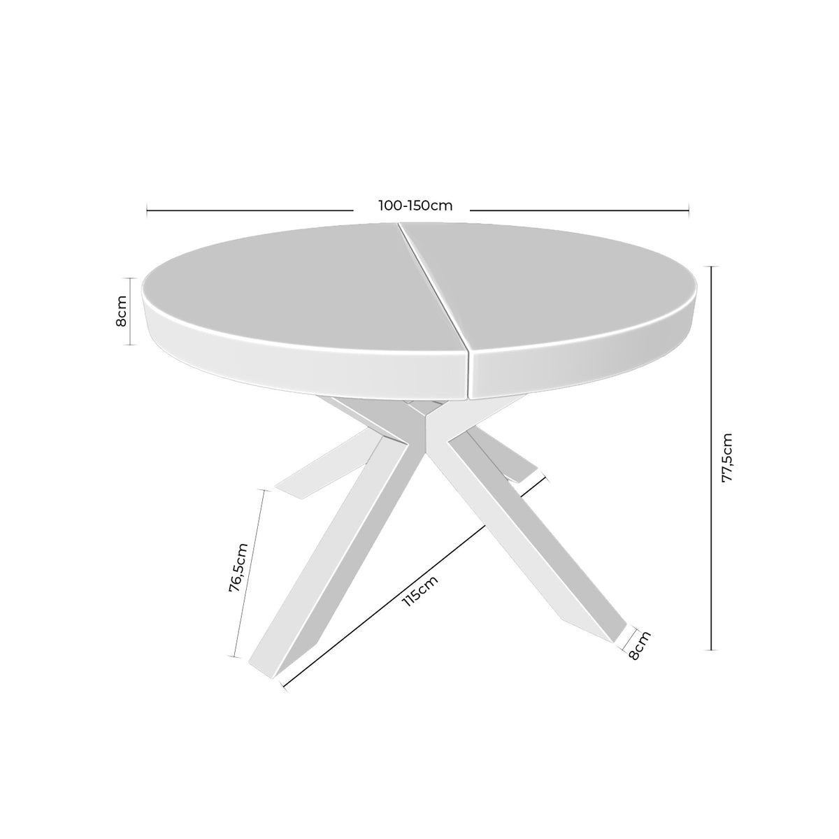 Mildred 100 Extending Round Table Oak/Black
