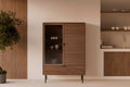 Low display cabinet Tulsa walnut metal legs
