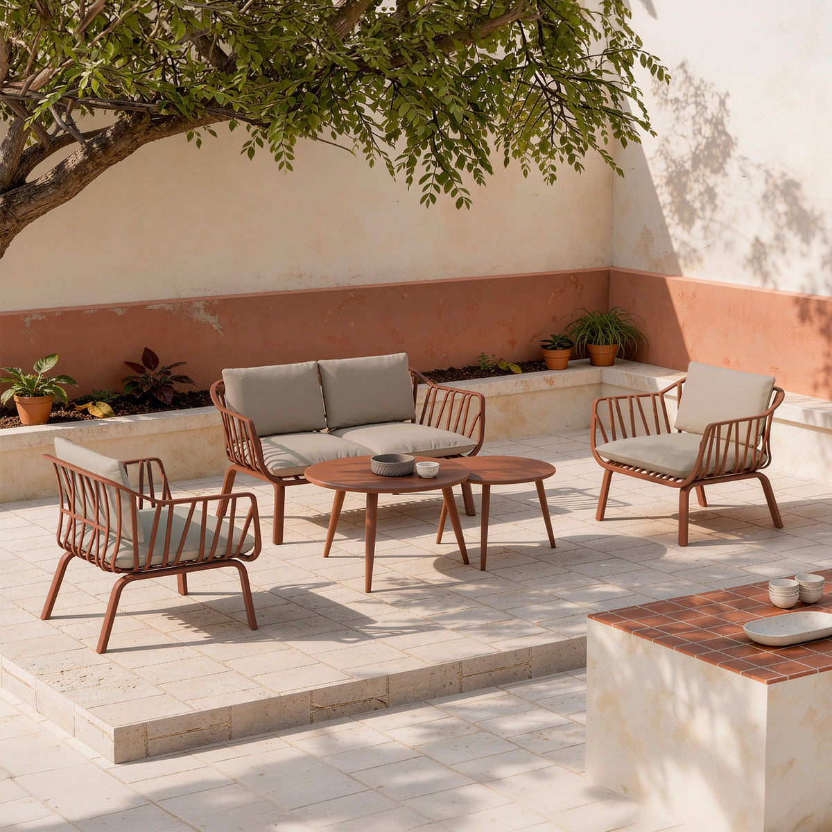 Mikonos terracotta set.