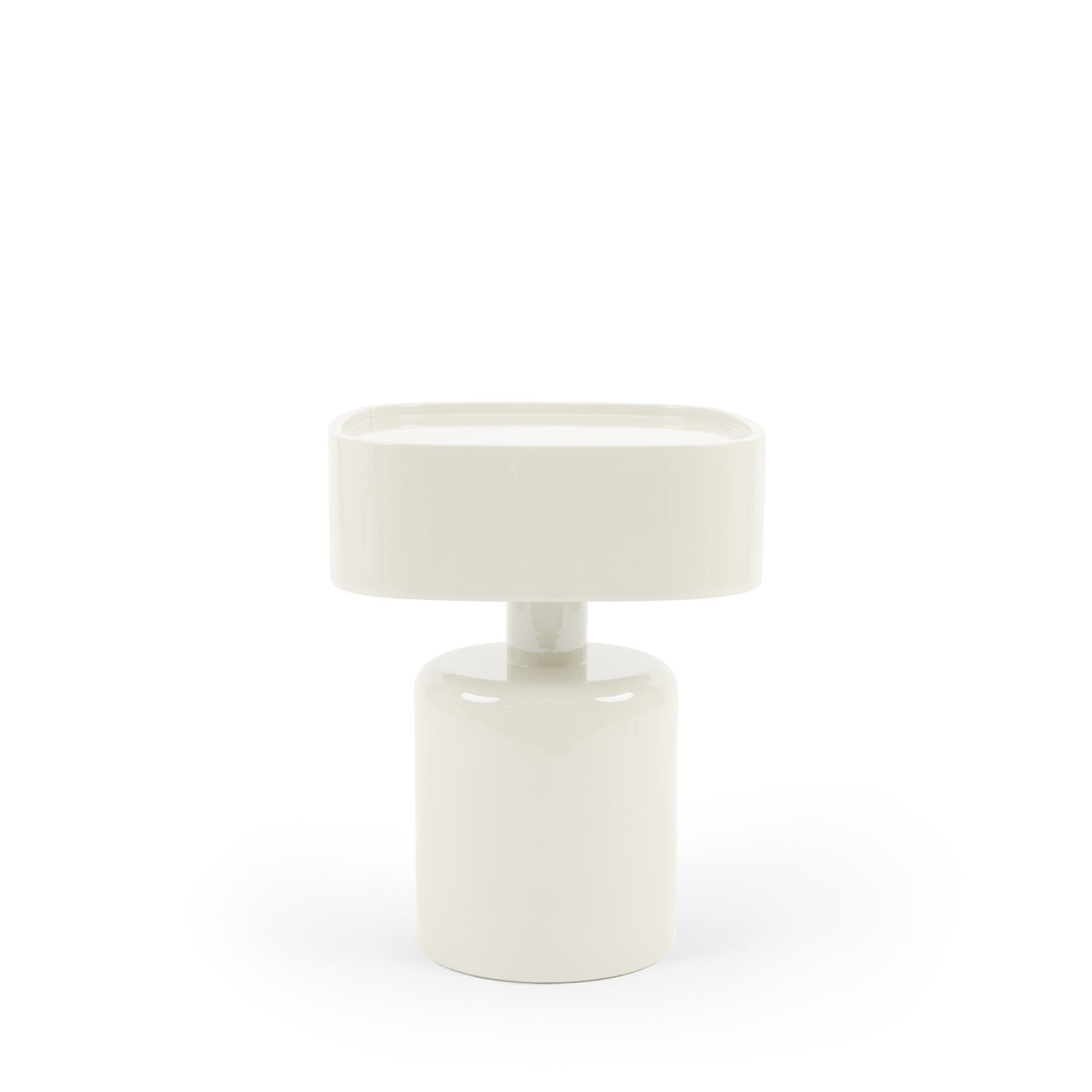 Benja glossy beige bedside table