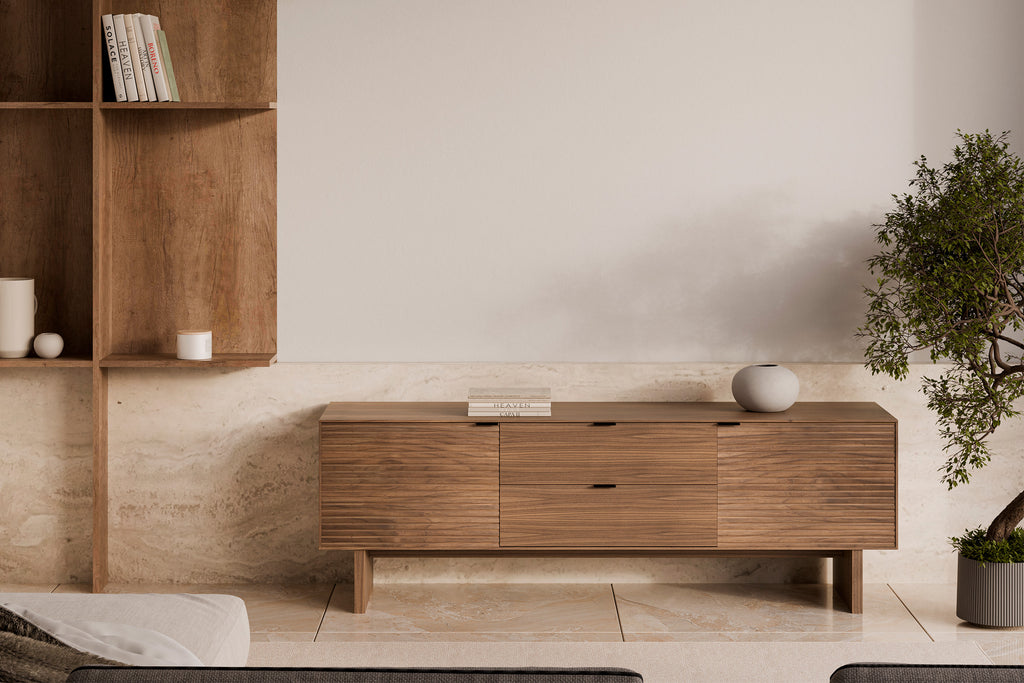 Tulsa 160 walnut TV unit with wooden legs