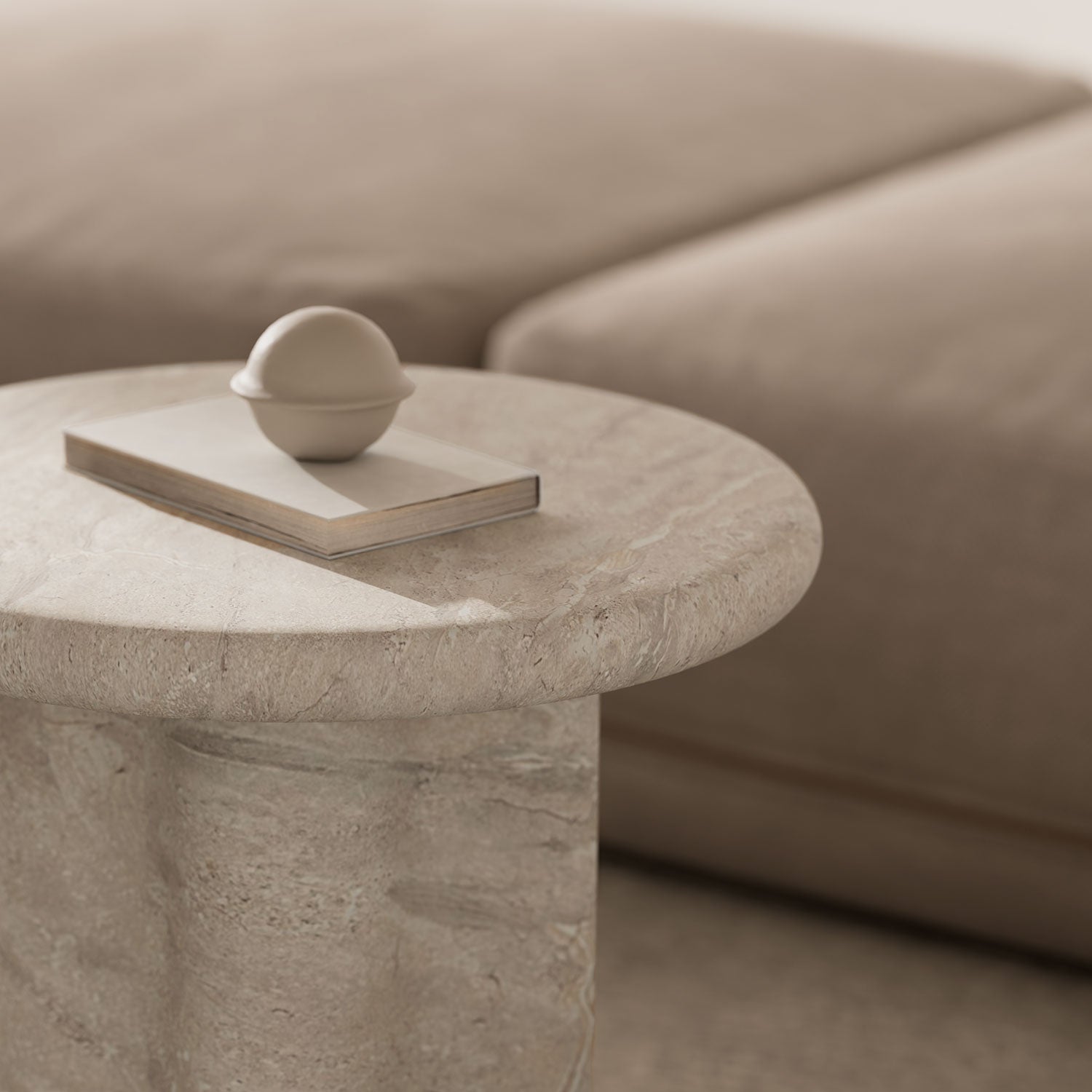 Mesa de Centro em Mármore Travertino Emeric
