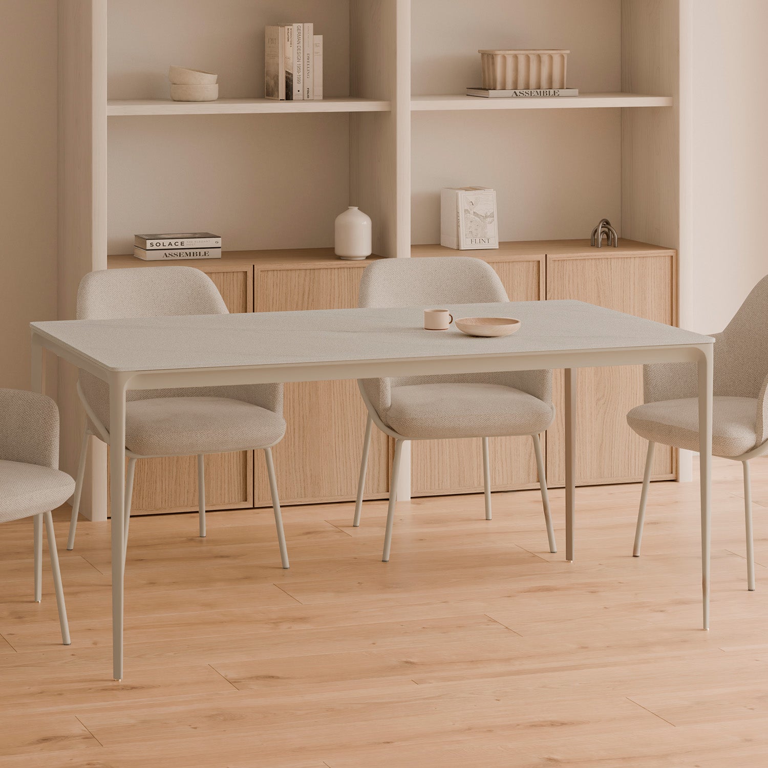 Mesa Arya 140 Retangular Travertino / Bege