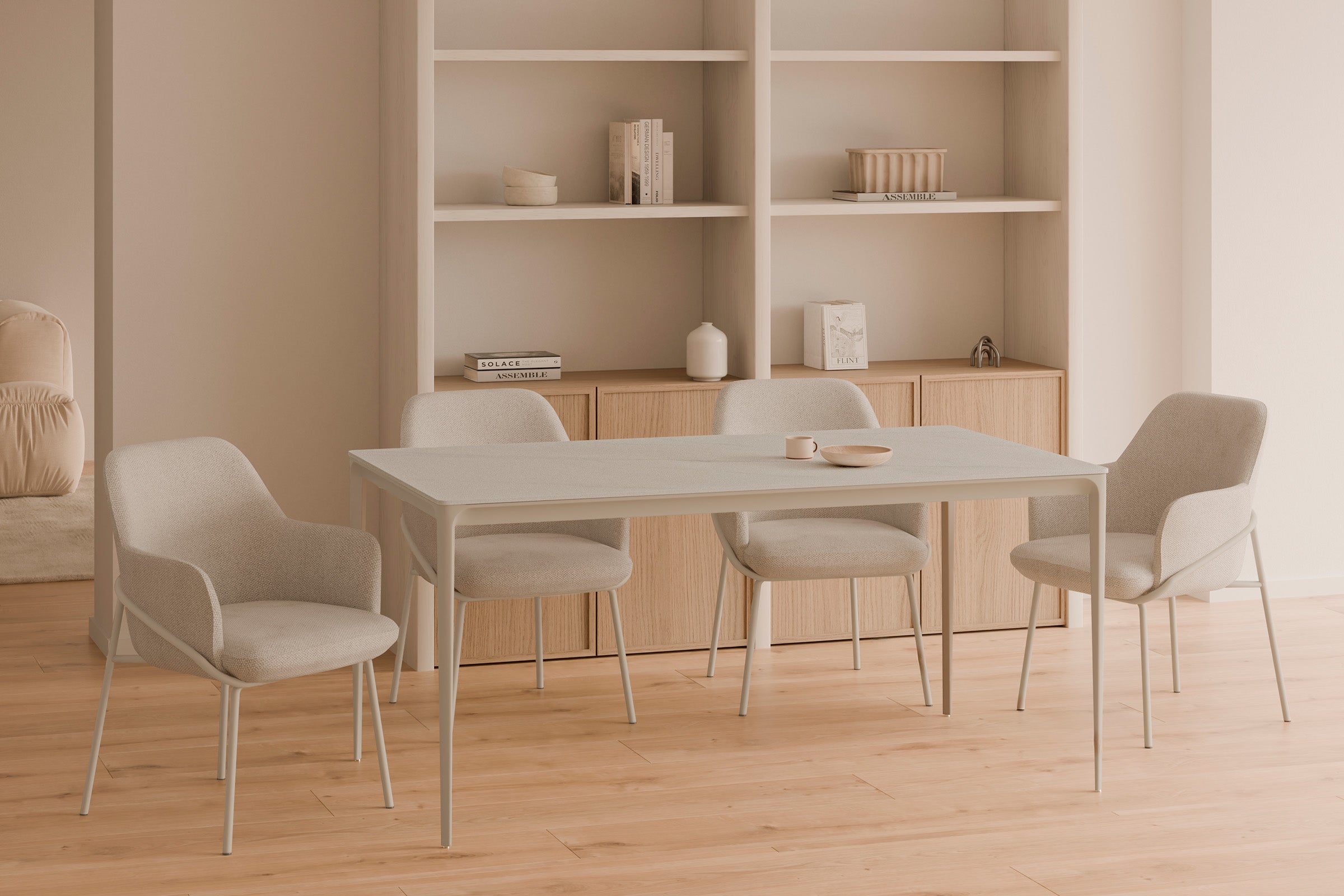 Mesa Arya 140 Retangular Travertino / Bege