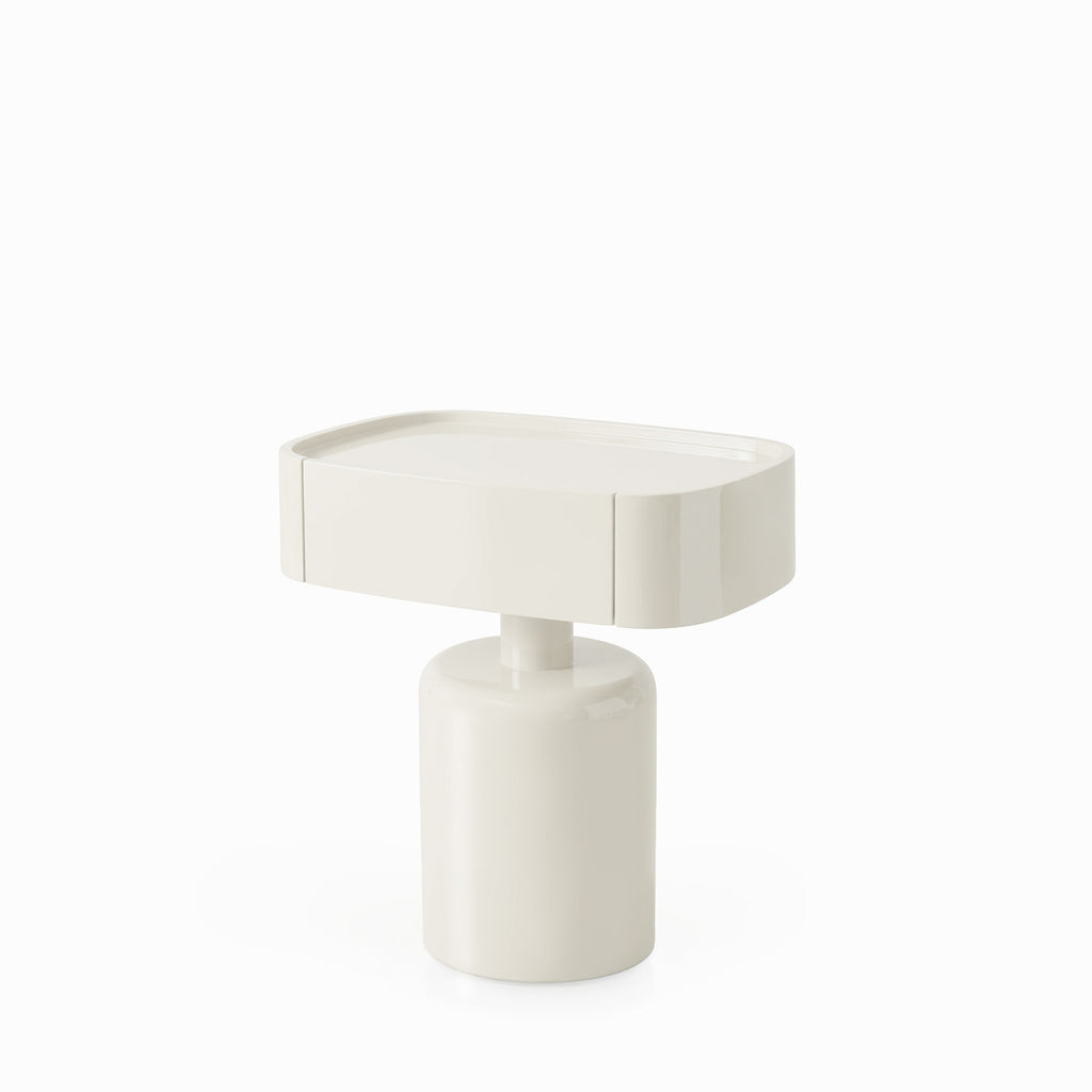 Mesa de Cabeceira Benja Bege Brilhante
