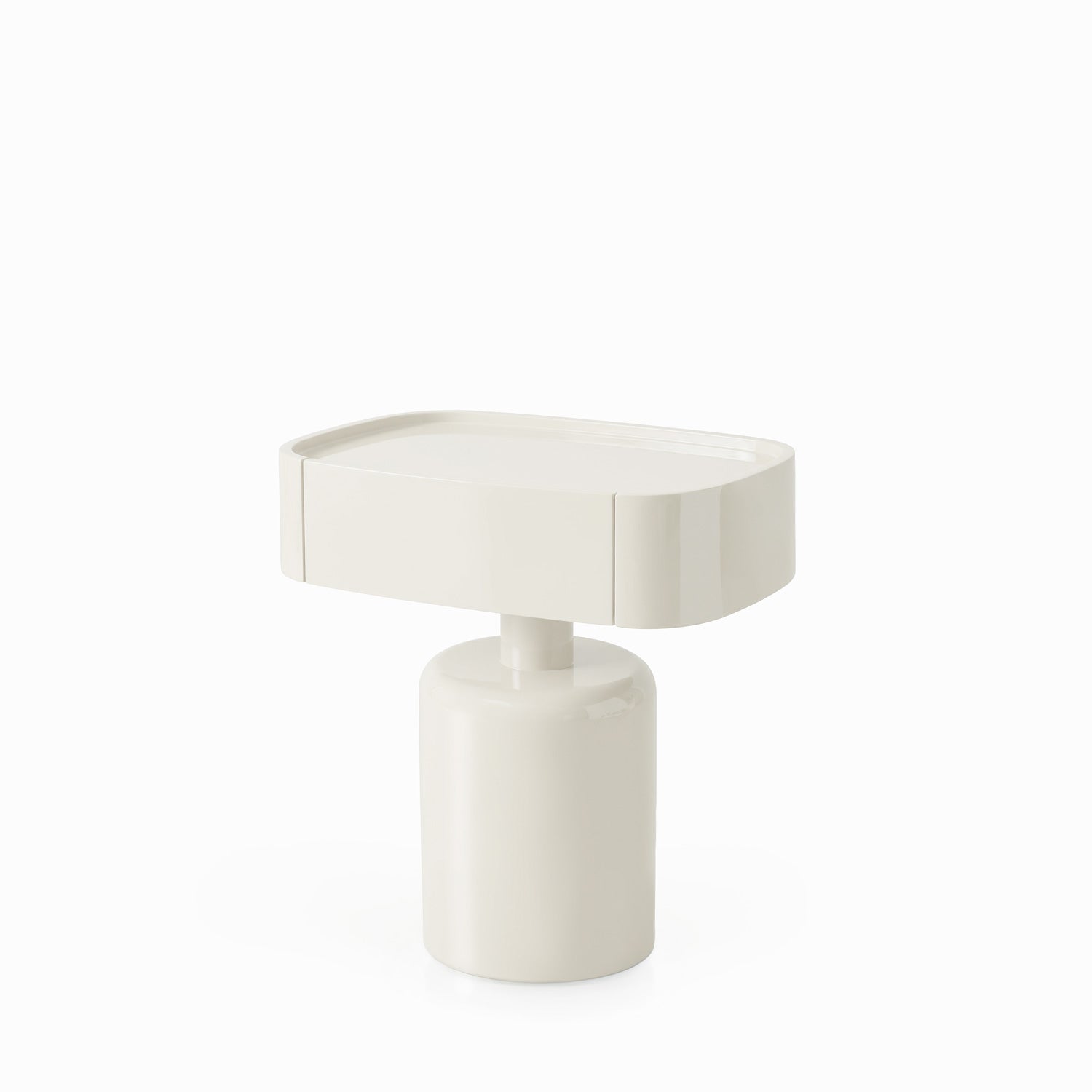 Benja glossy beige bedside table
