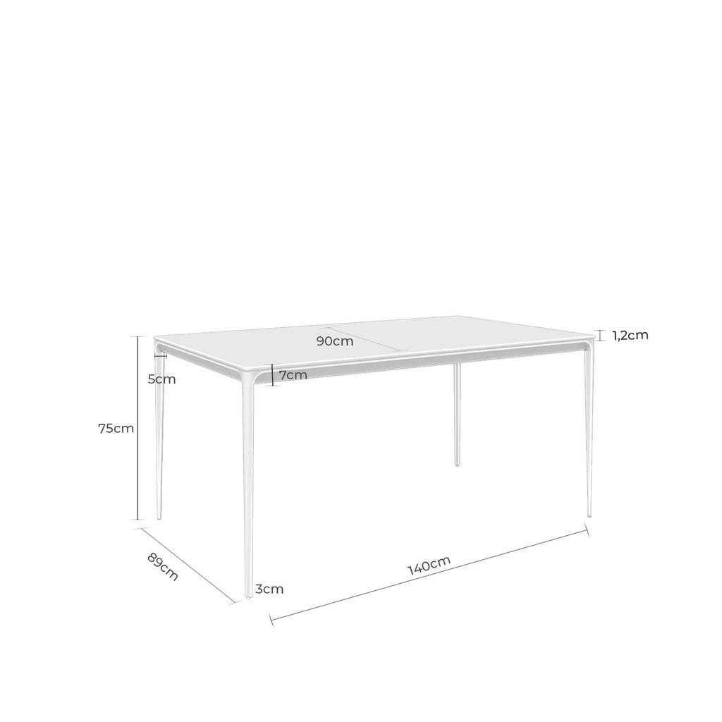 Mesa Arya 140 Retangular Travertino / Bege