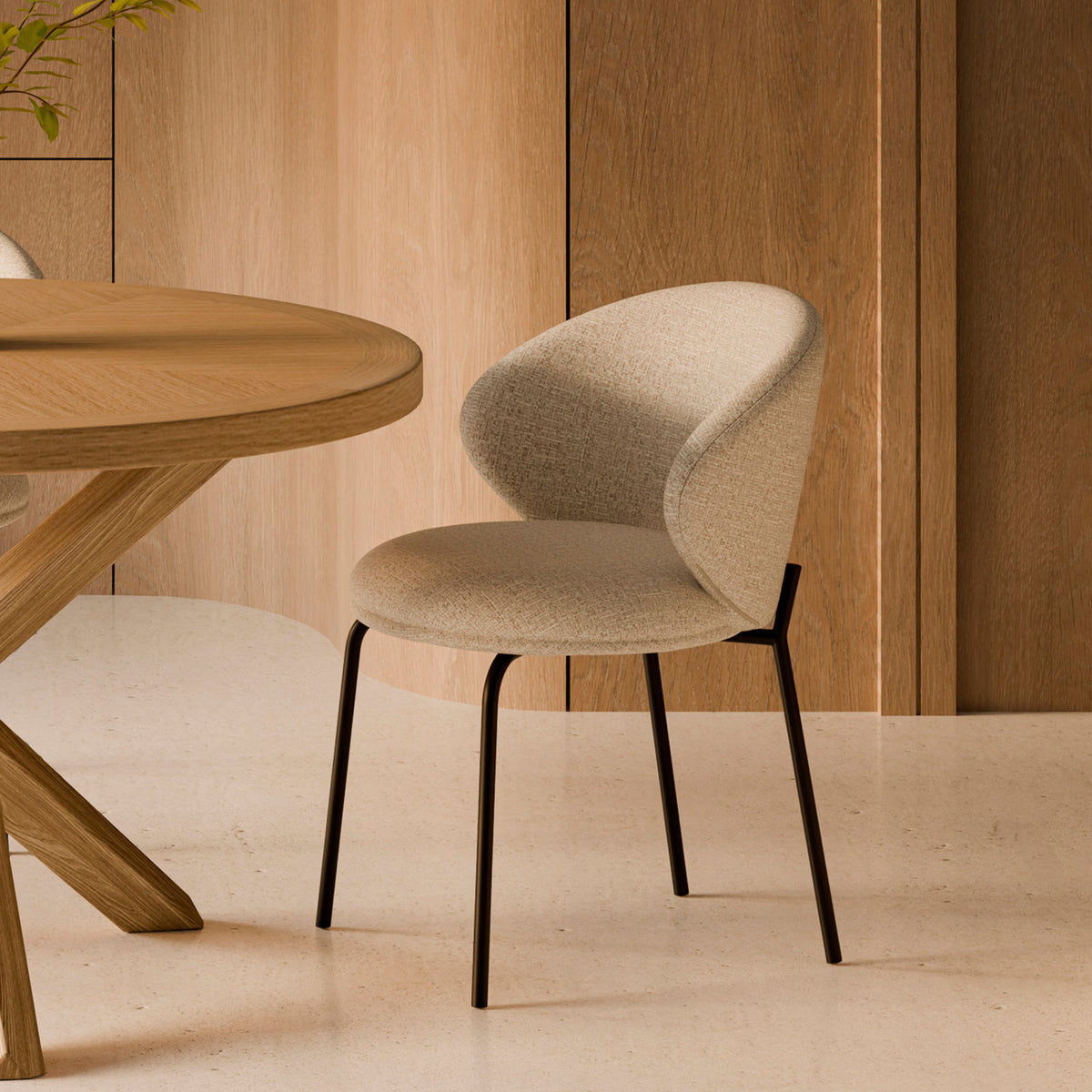 Lisbet chair, beige/black legs