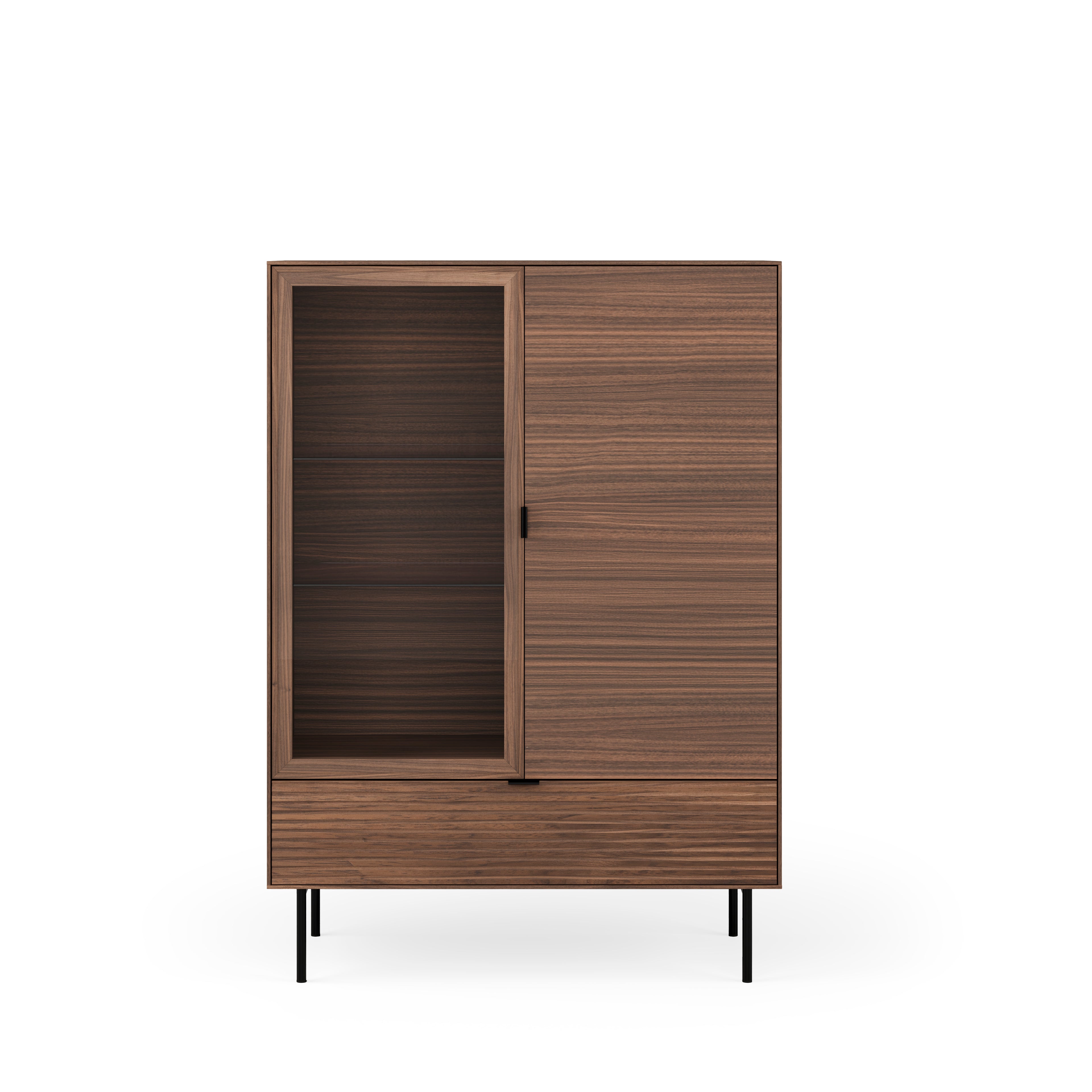 Vitrine Baixa Tulsa Nogueira Pernas de Metal