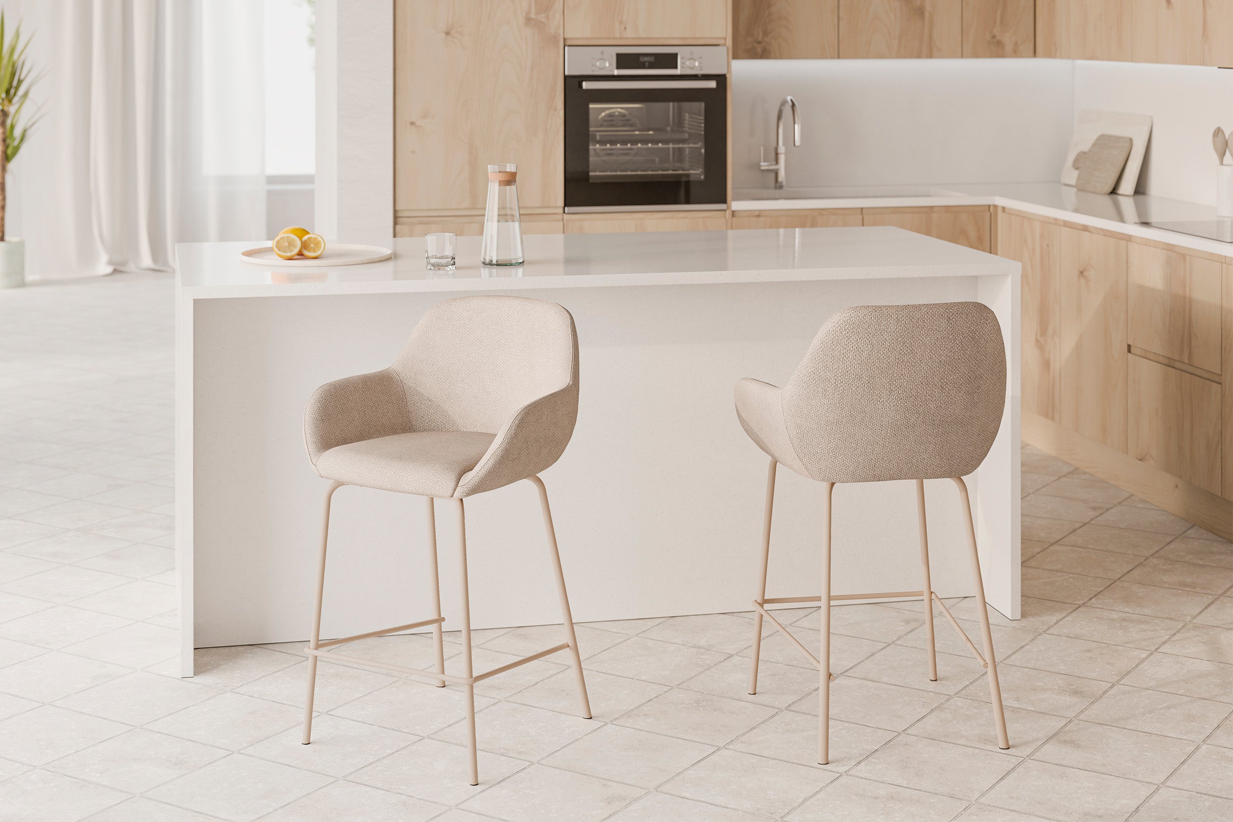 Beige jacob stool with beige legs