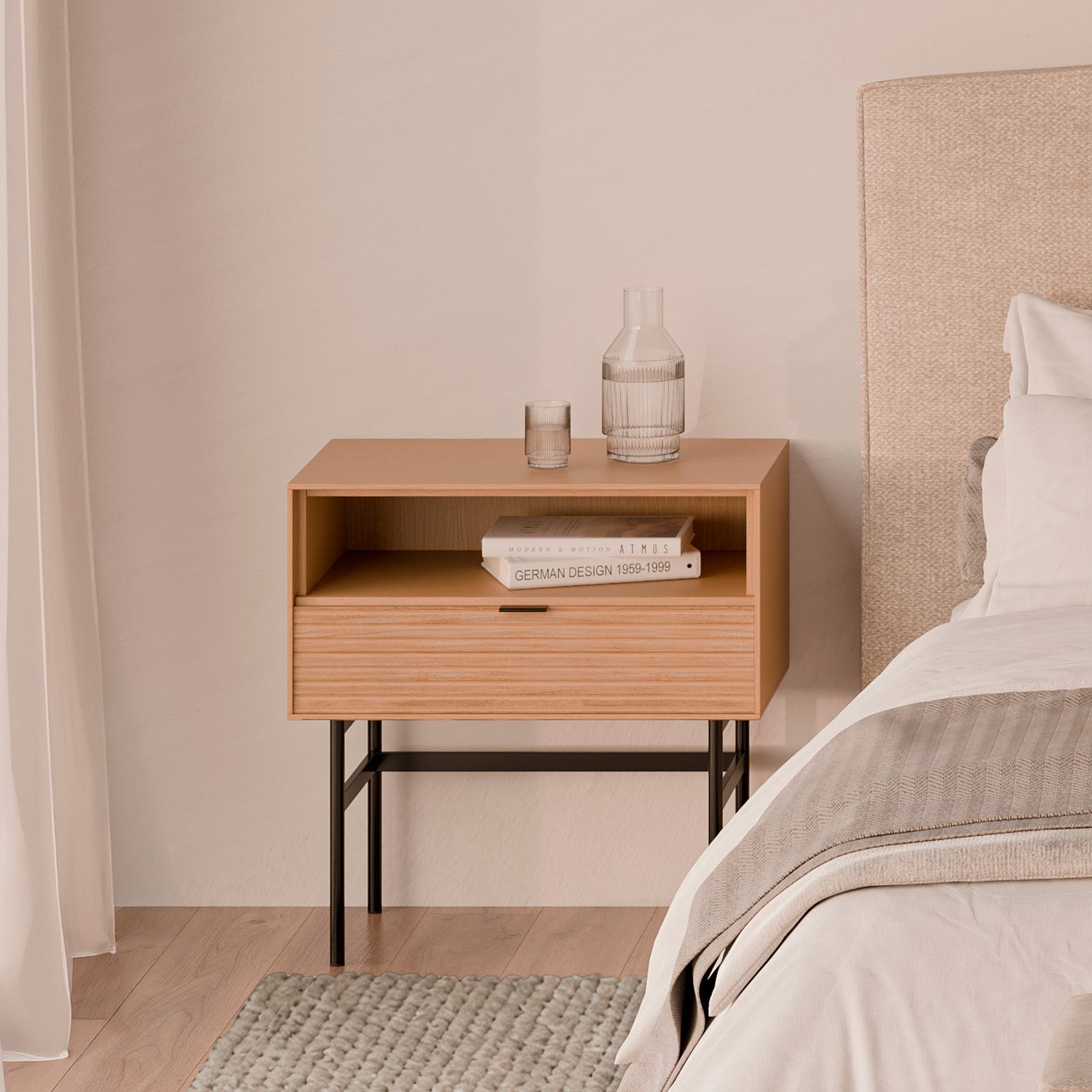 Tulsa 1-drawer bedside table 60