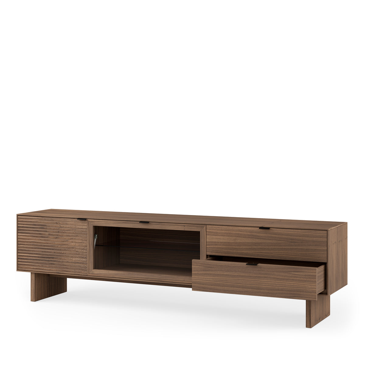 TV unit 200 doors (wood+glass)+Tulsa drawers walnut wood legs