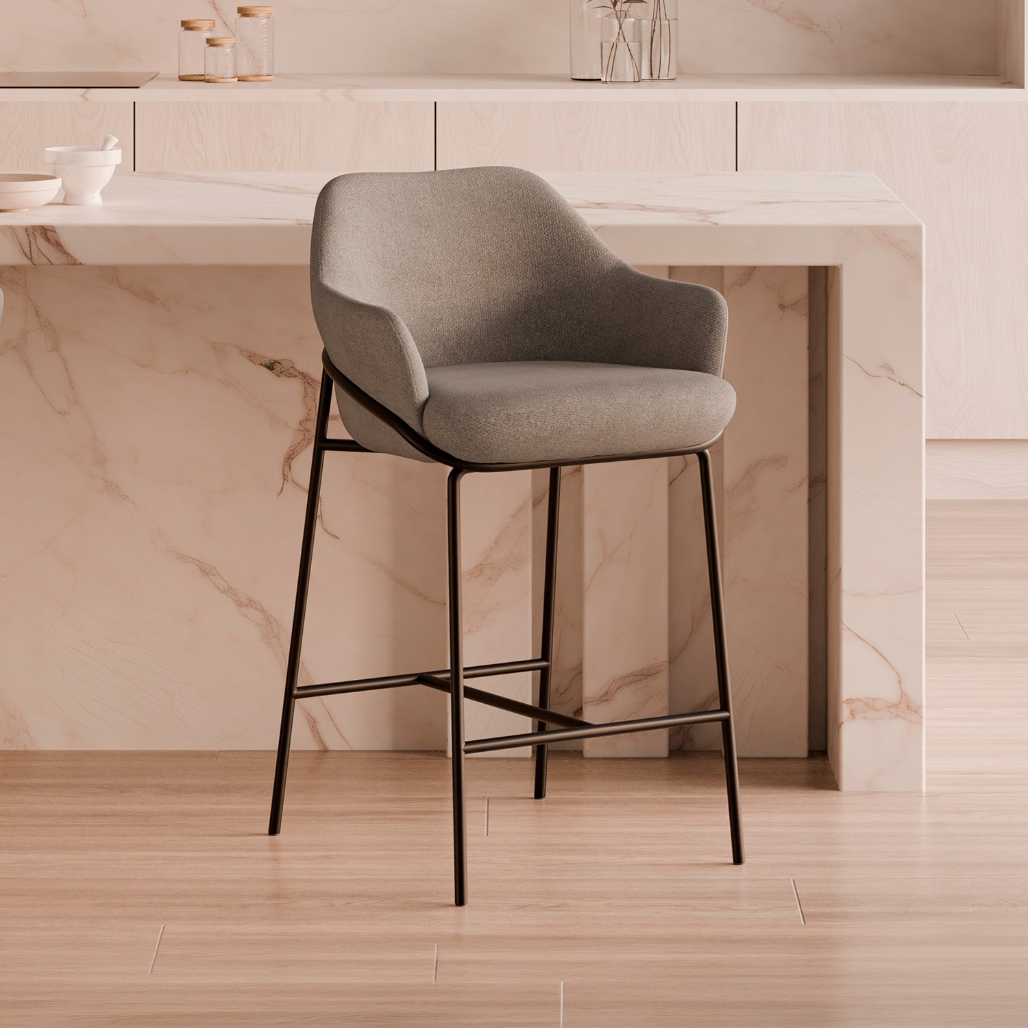 Thomas taupe stool/black legs