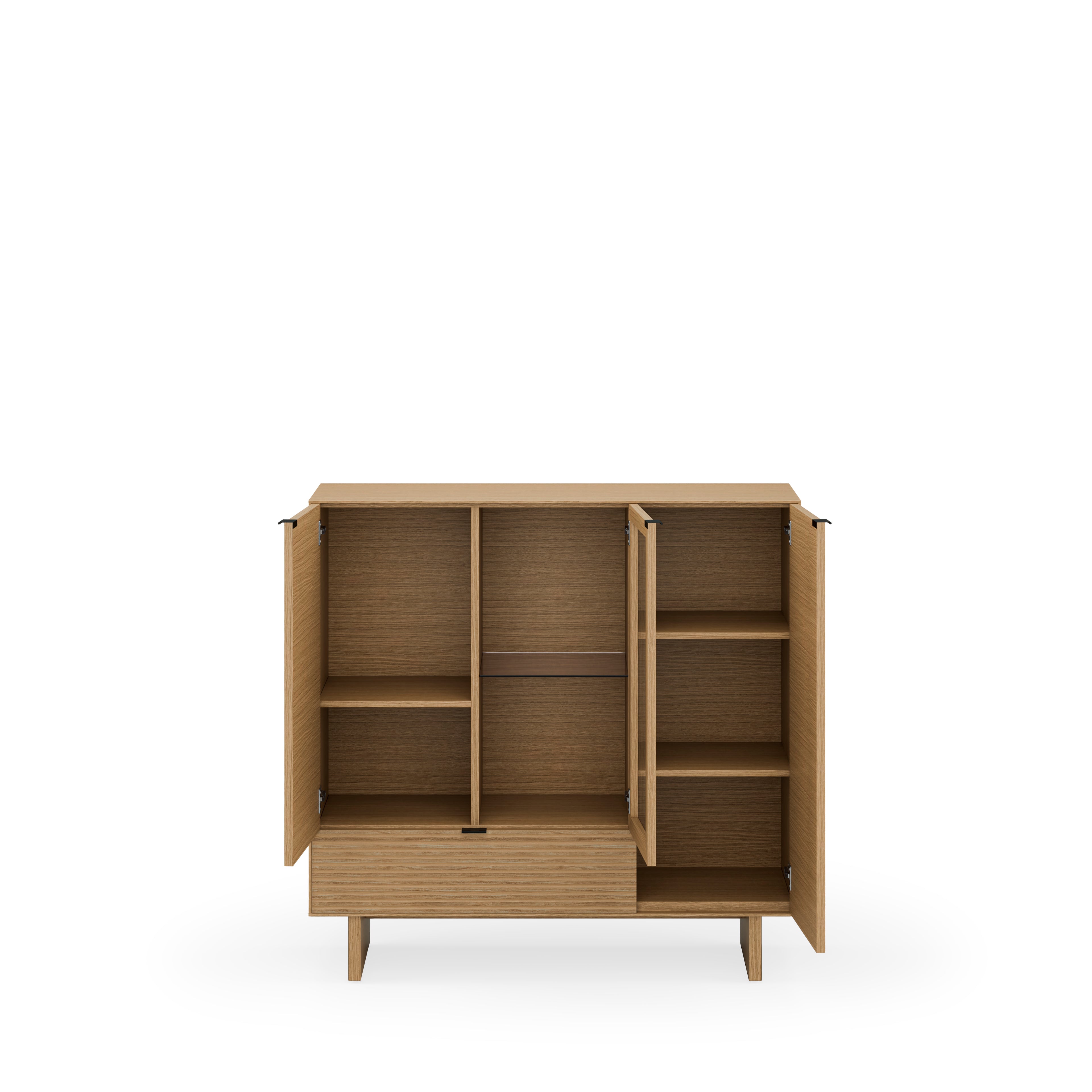 Tulsa tall oak sideboard with wooden legs