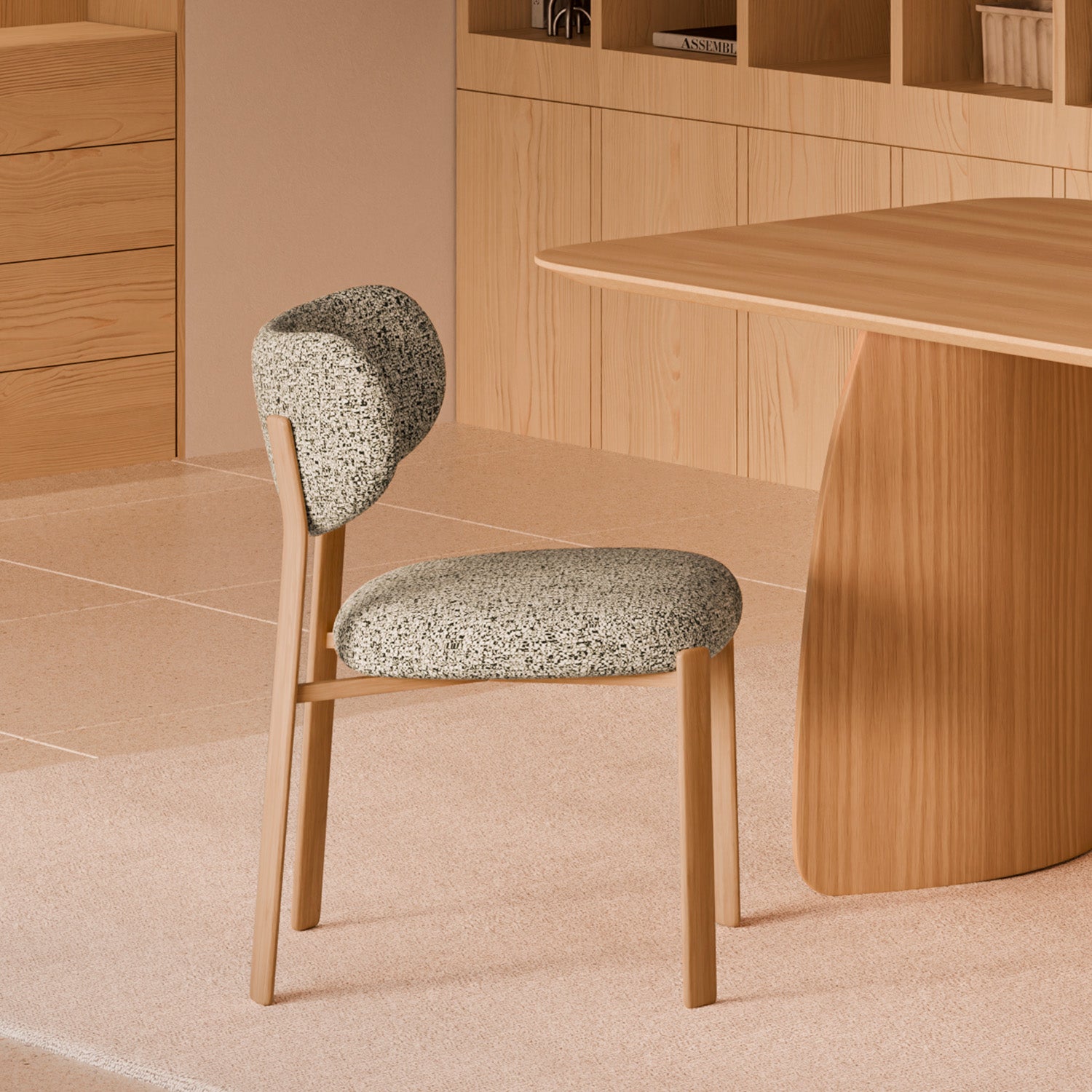 Green rumi chair/oak legs