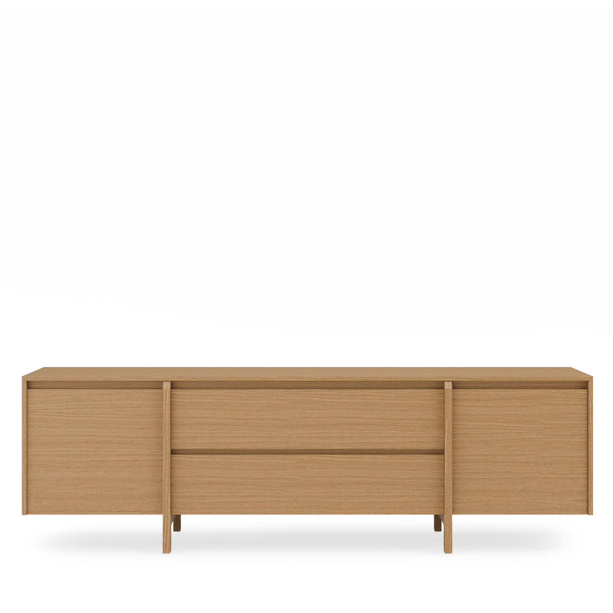 Pacific oak TV stand with 200 doors/drawers