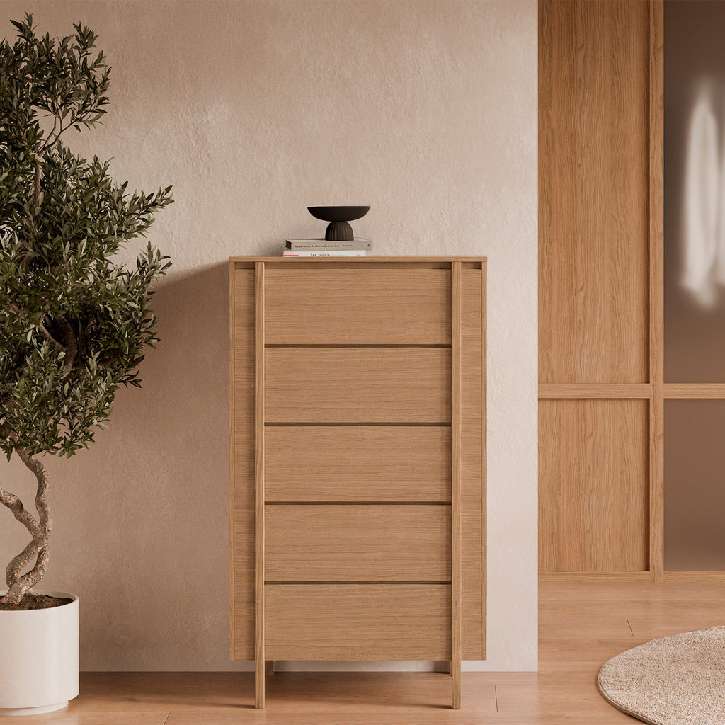 Pacific oak 5-drawer chest