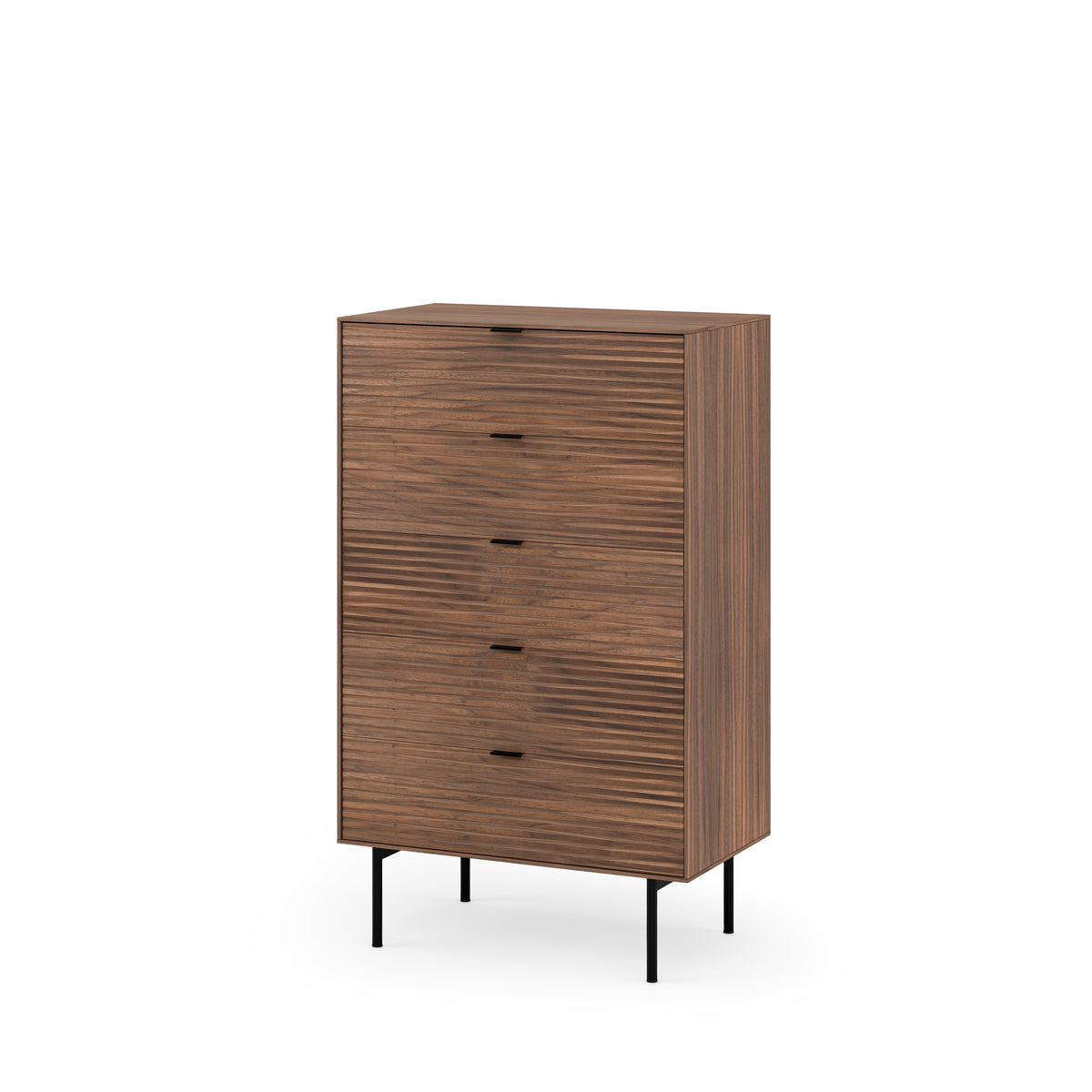 Chest of 5 drawers Tulsa walnut metal legs