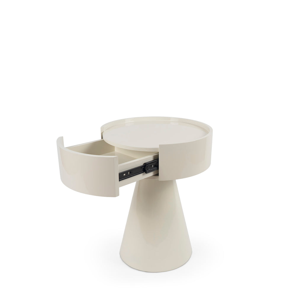 Mesa de Cabeceira James Bege Brilhante