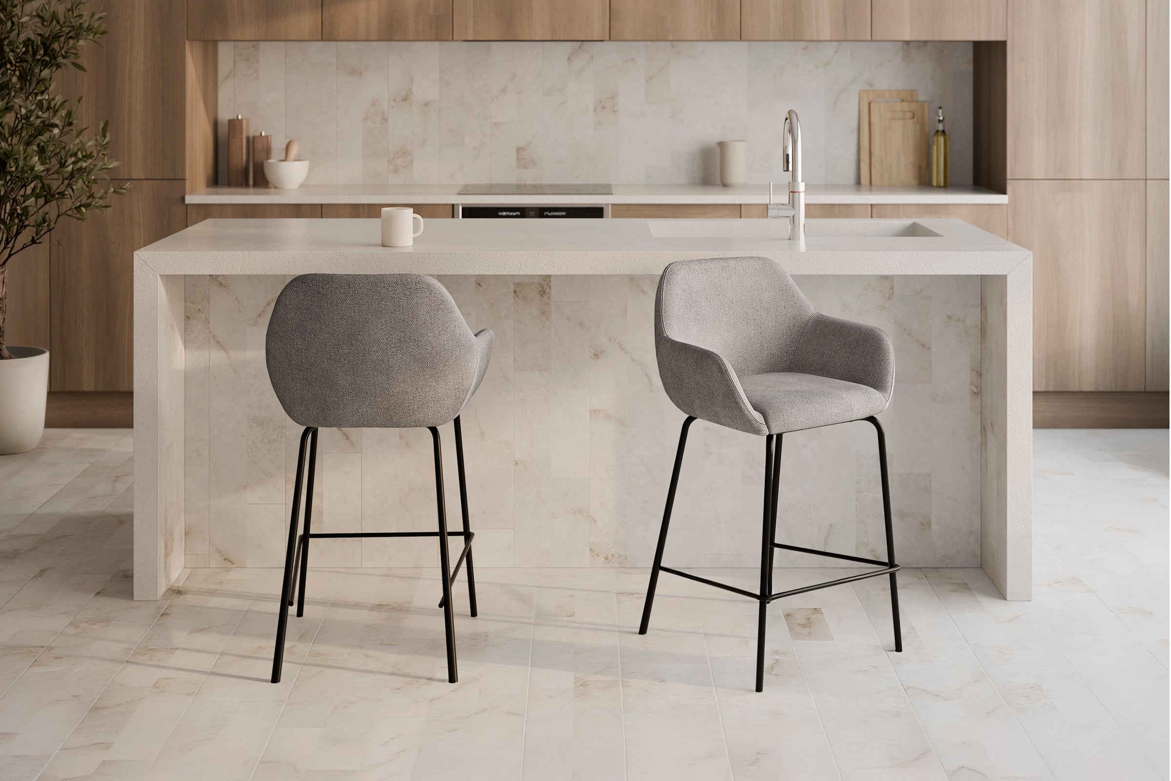Light gray Jacob stool with black legs