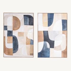 Conjunto 2 quadros óleo, ambiente