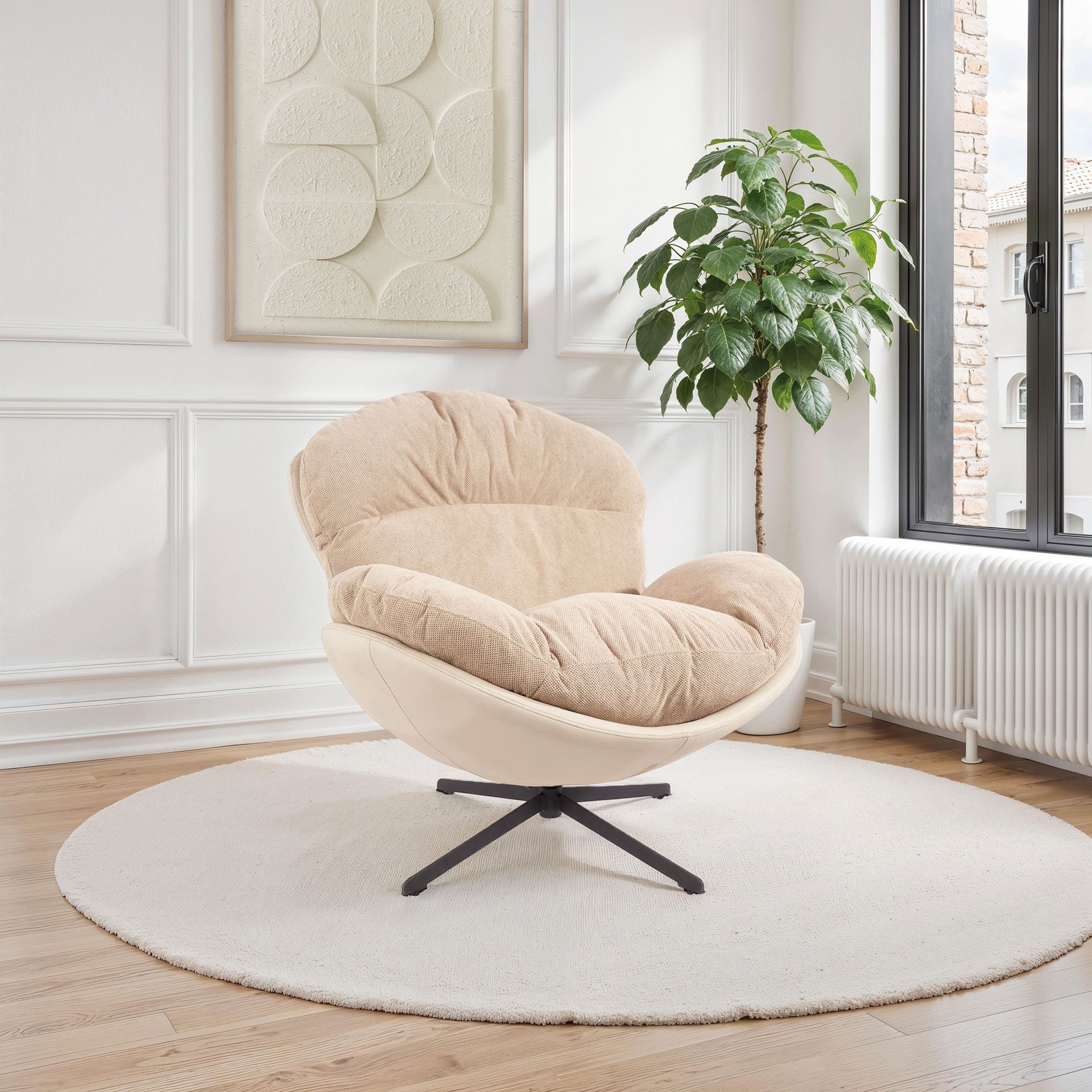 Poltrona Egg Giradora 360º Bege