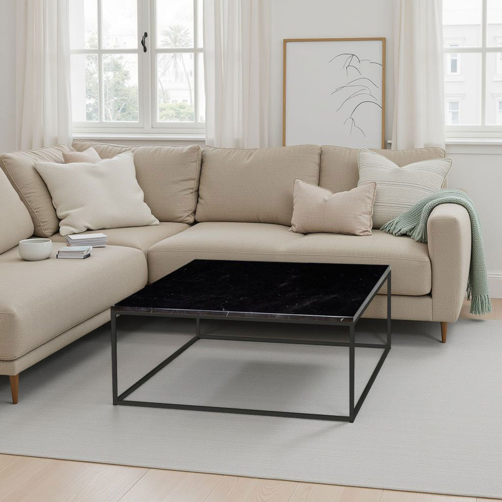 Mesa de Apoio Quadrada Metal e Mármore